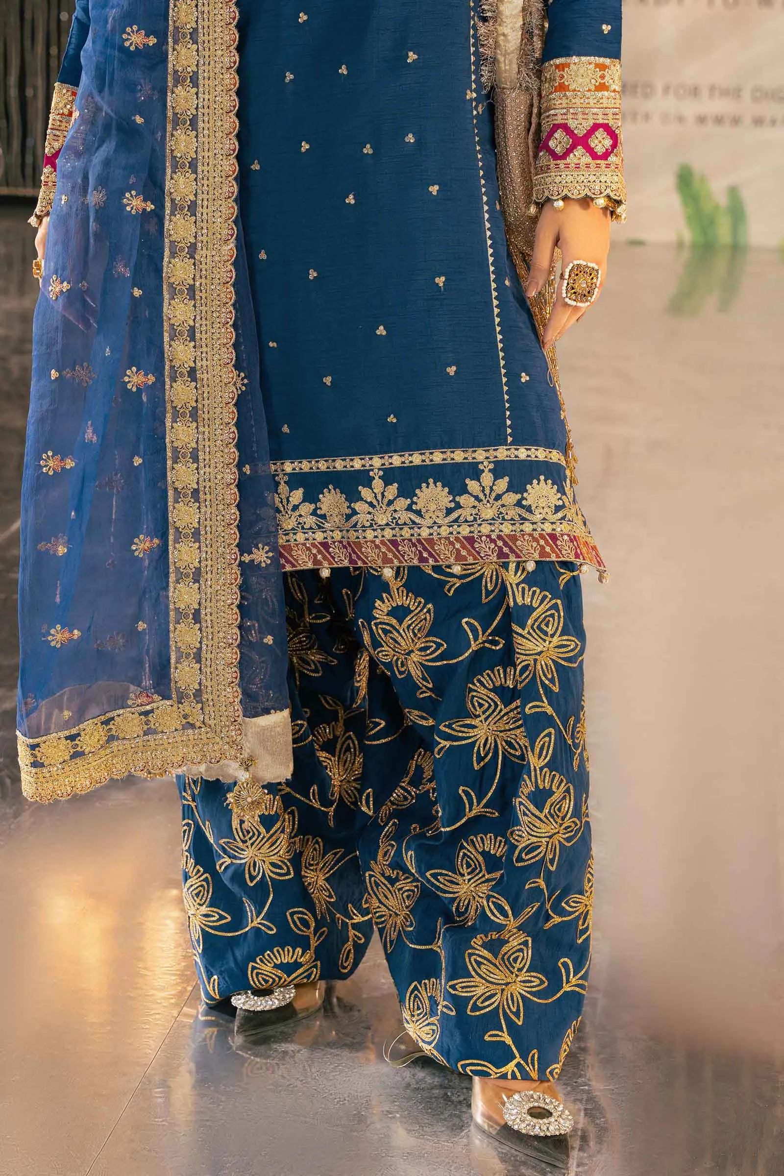 3 Piece Embroidered Raw Silk Suit | SF-W24-04