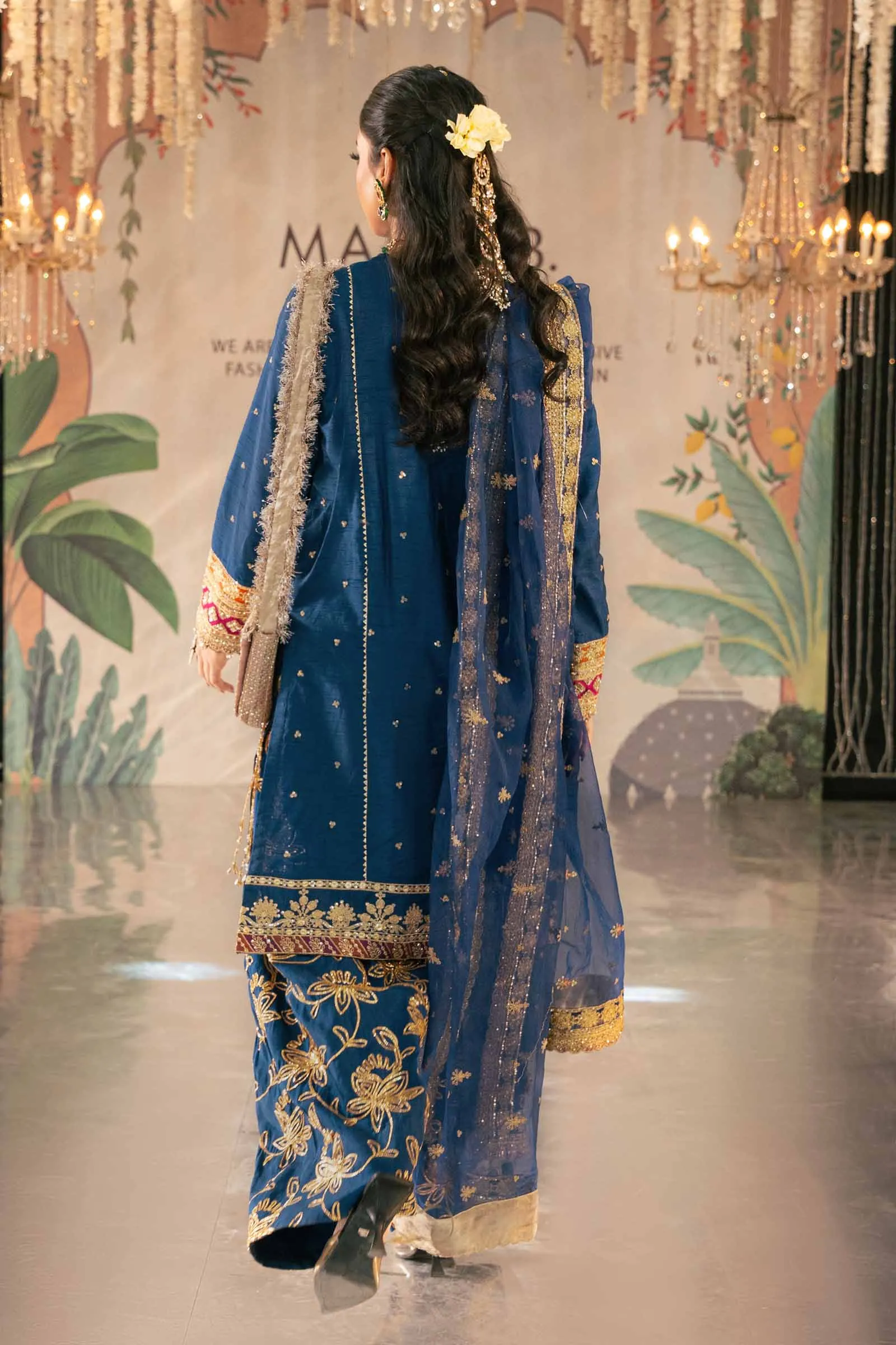 3 Piece Embroidered Raw Silk Suit | SF-W24-04