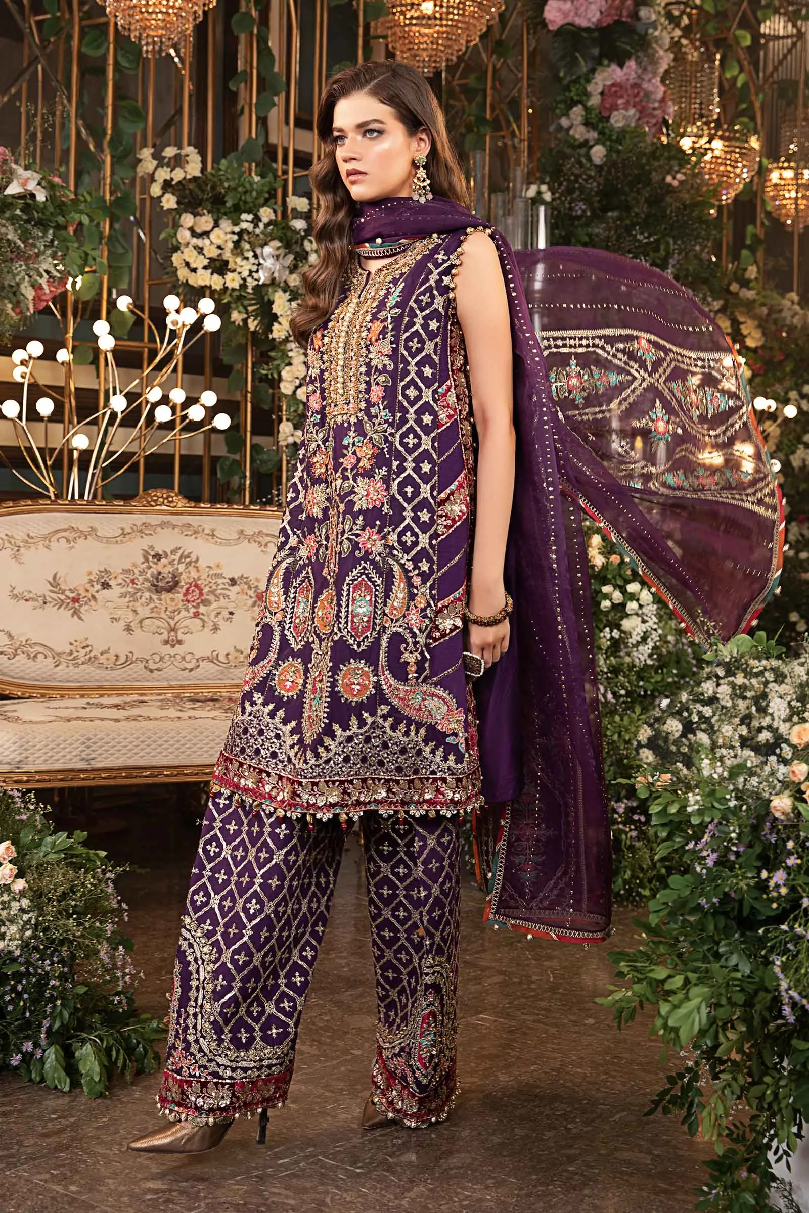 3 Piece Unstitched Embroidered Raw Silk Suit | BD-2903