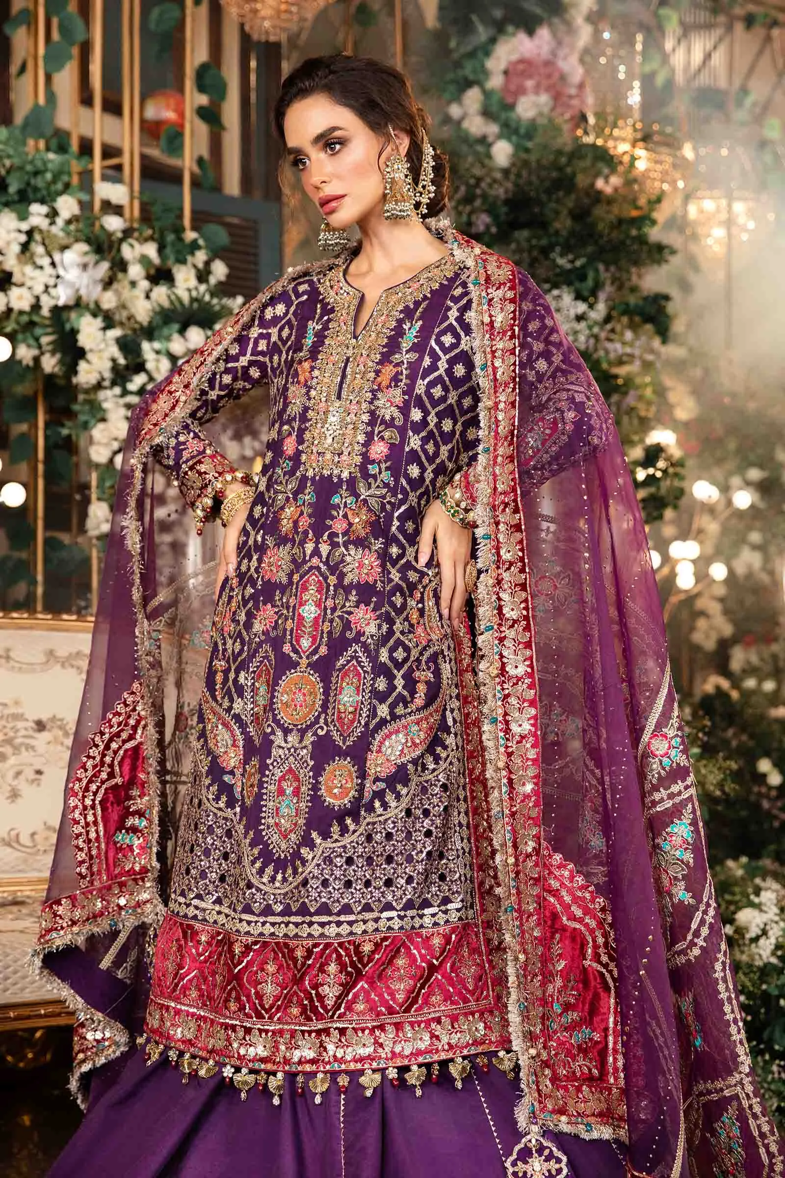 3 Piece Unstitched Embroidered Raw Silk Suit | BD-2903