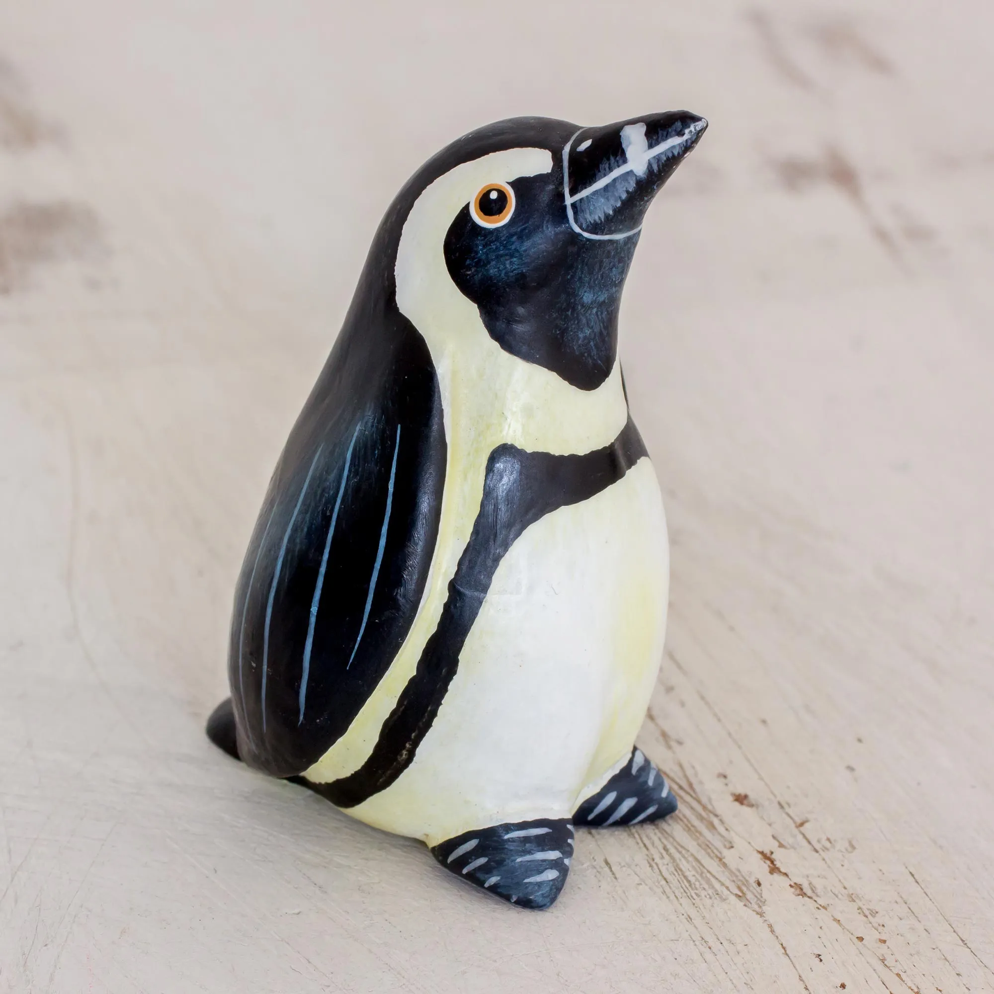 African Penguin Hand Sculpted and Painted Ceramic African Penguin Figurine