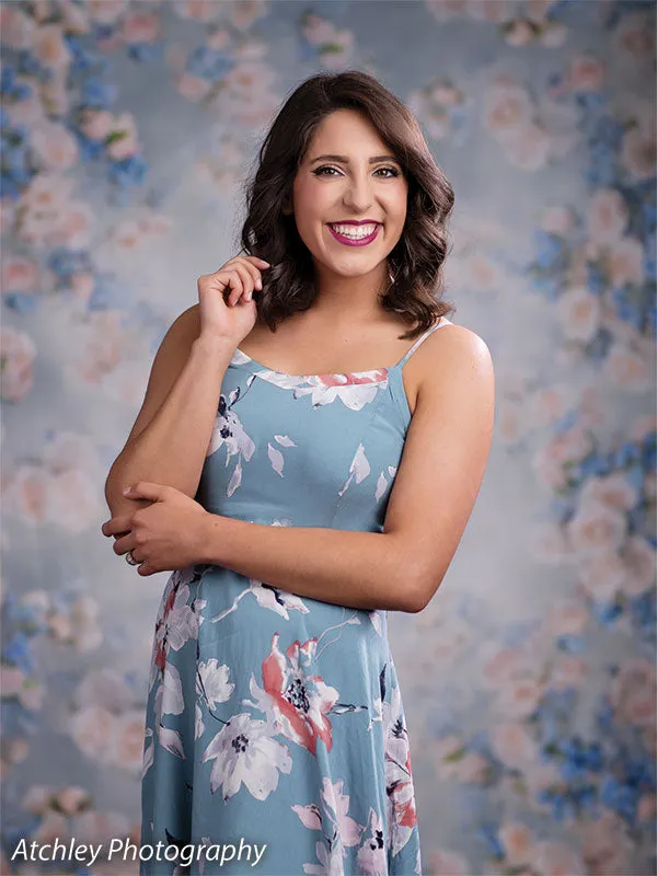 Blue Floral Photography Backdrop-Rose Master