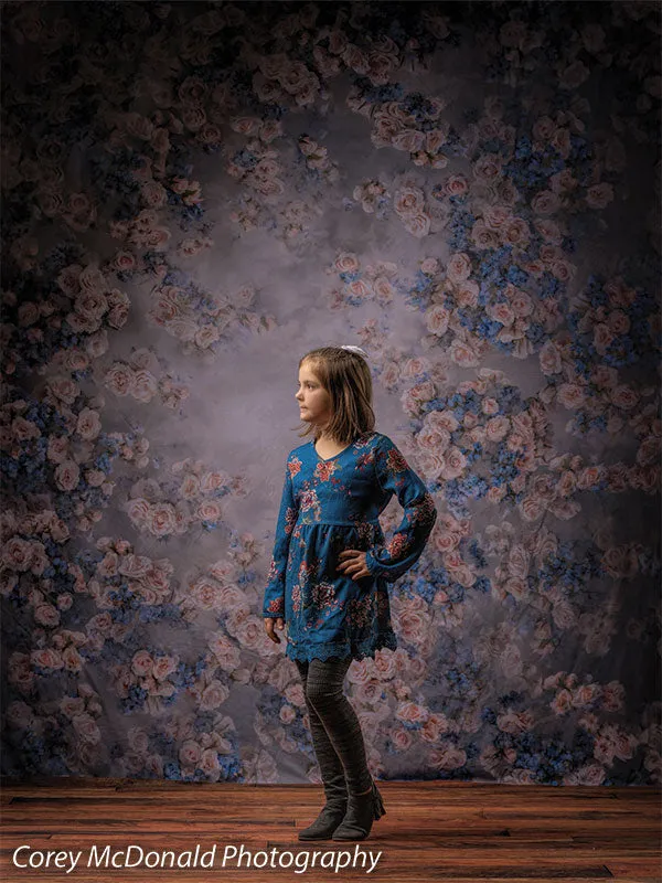 Blue Floral Photography Backdrop-Rose Master