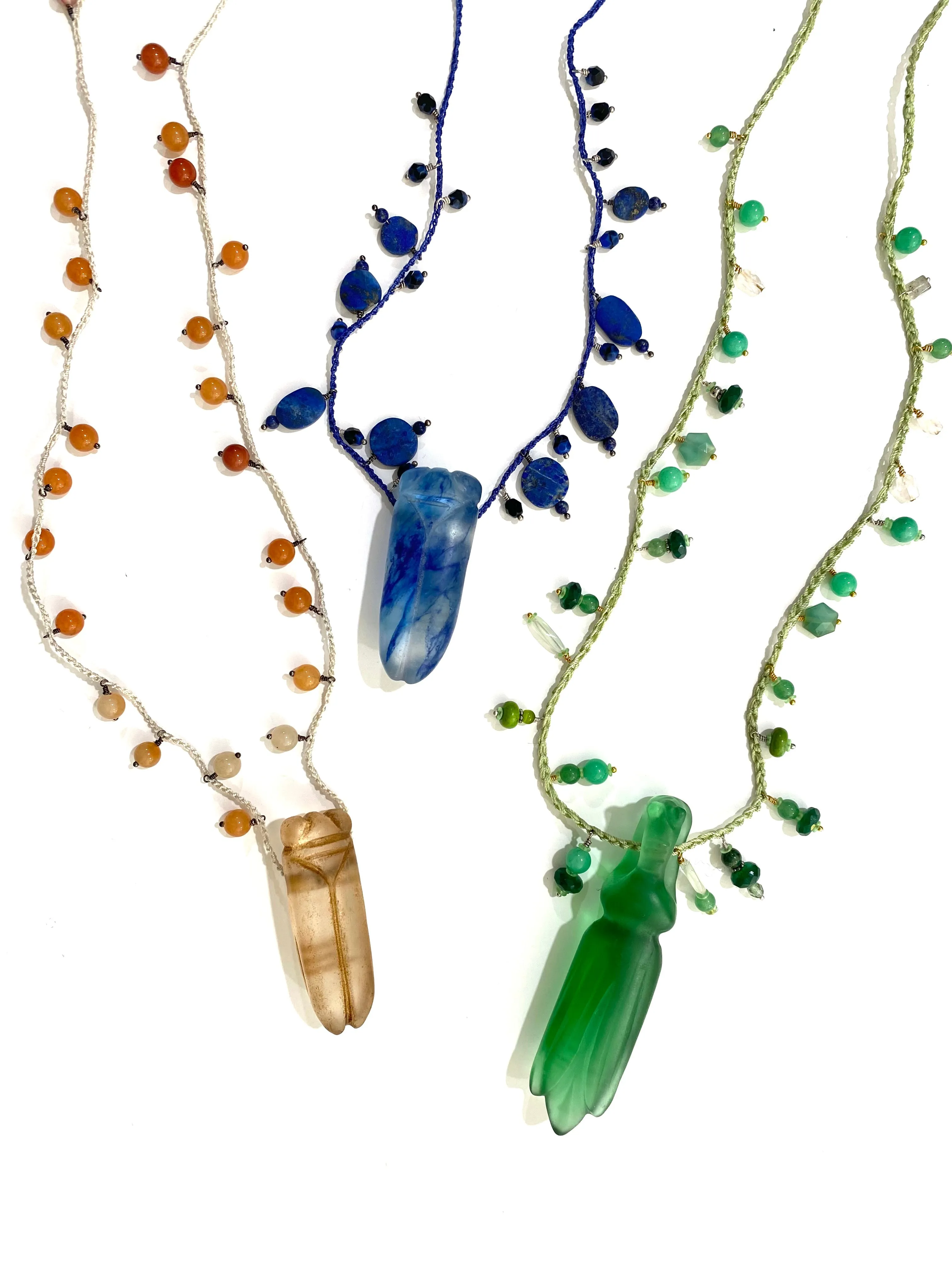 Chinese Hand Carved Crystal Insects necklaces