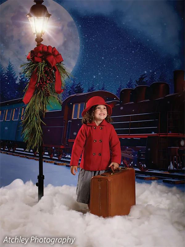 Christmas Express Printed Photography Backdrop