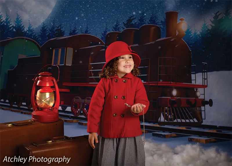 Christmas Express Printed Photography Backdrop