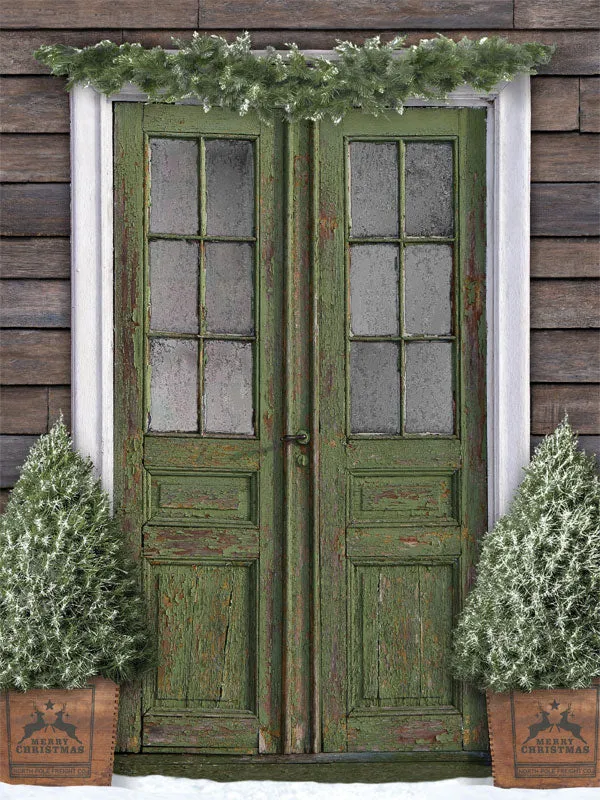 Christmas Front Door Printed Photography Backdrop