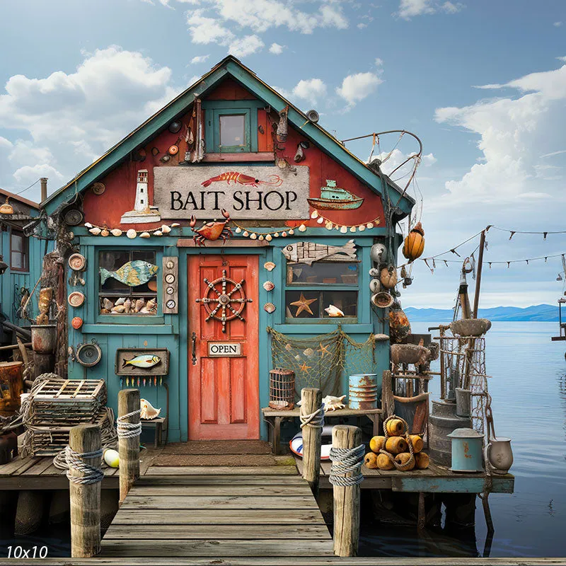 Coastal Bait Shop Photography Backdrop