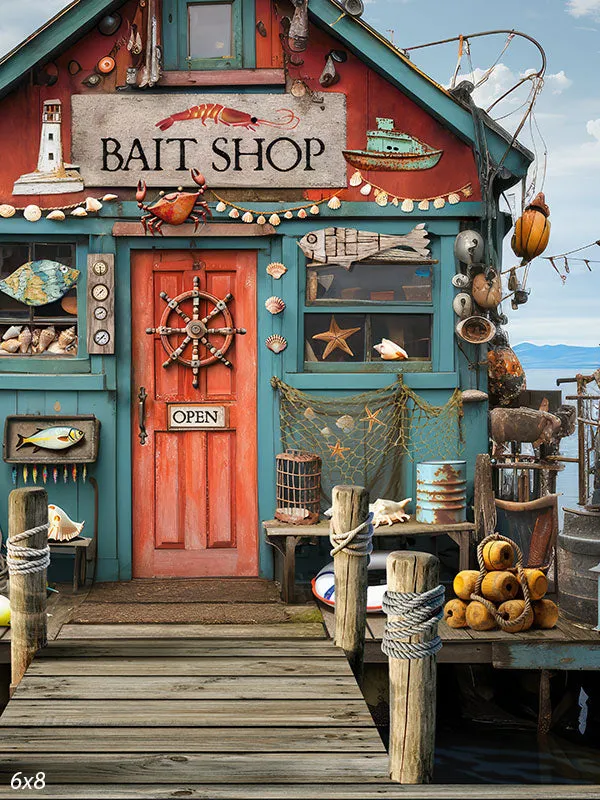 Coastal Bait Shop Photography Backdrop