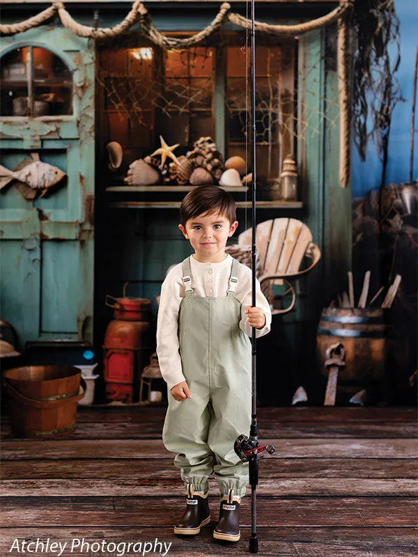 Coastal Fisherman's Seaside Shack Photography Backdrop