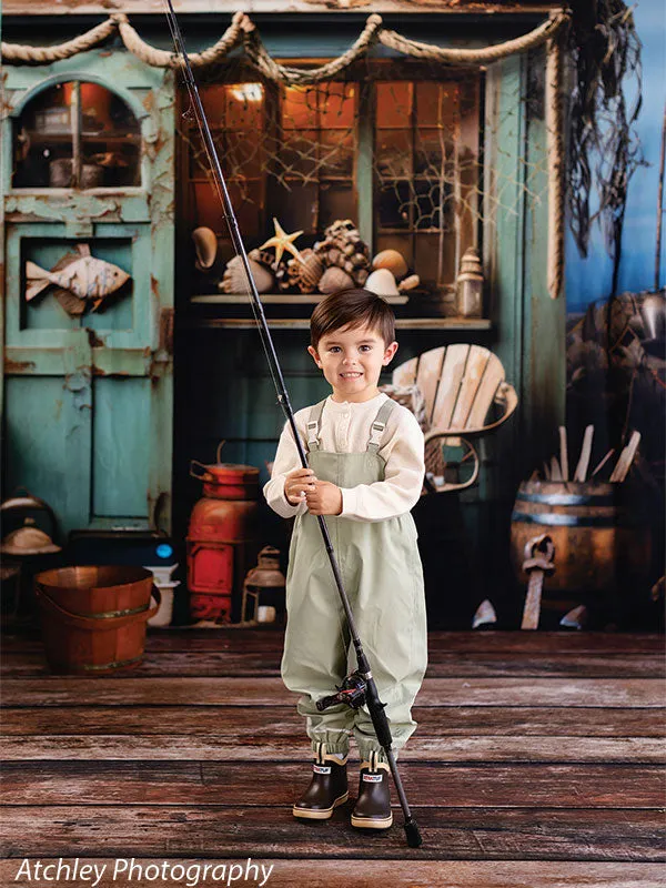 Coastal Fisherman's Seaside Shack Photography Backdrop