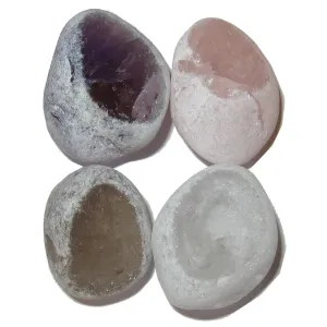 Crystal Palm Stone Set Picture Window Amethyst Quartz Smoky Rose