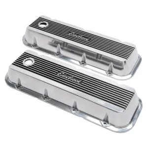 Edelbrock Elite II Valve Covers Tall Baffled Breather Hole - Edelbrock Logo