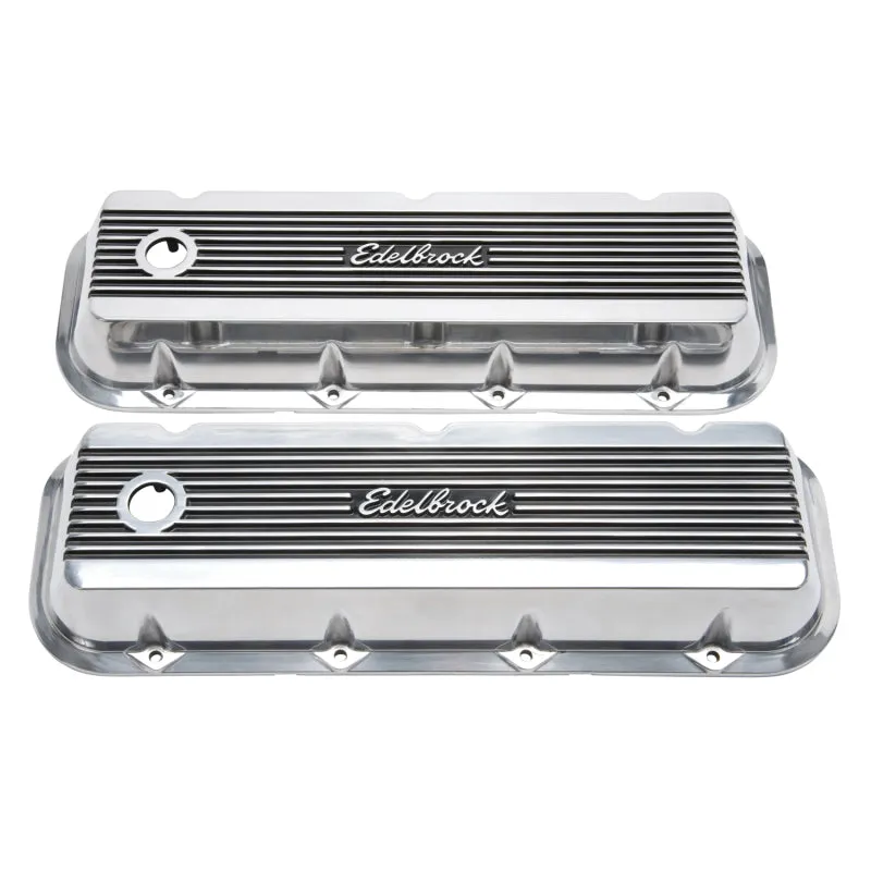 Edelbrock Elite II Valve Covers Tall Baffled Breather Hole - Edelbrock Logo