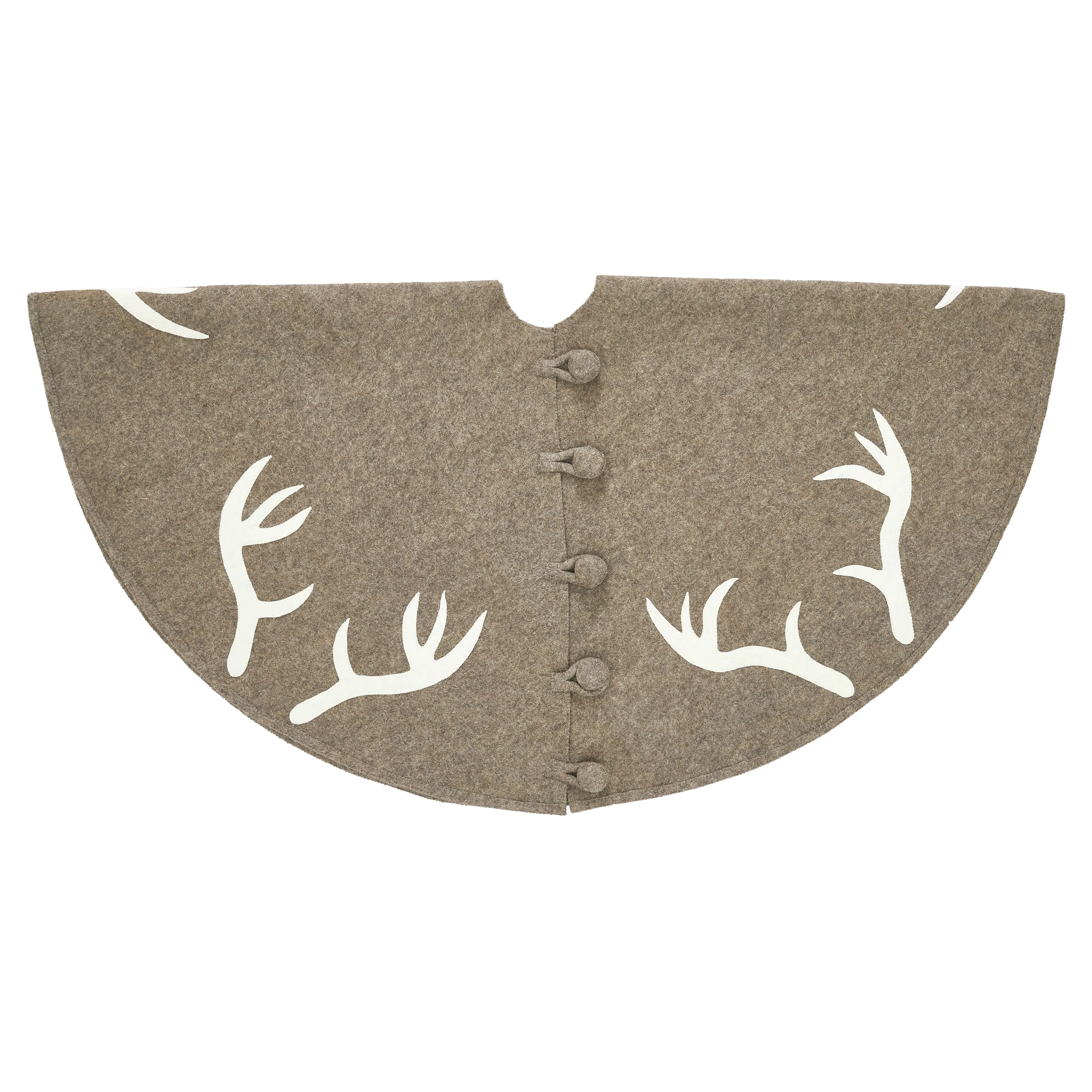 Handmade Felt Christmas Tree Skirt -Antlers on Gray - 60" / 72"