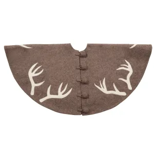 Handmade Felt Christmas Tree Skirt -Antlers on Gray - 60" / 72"