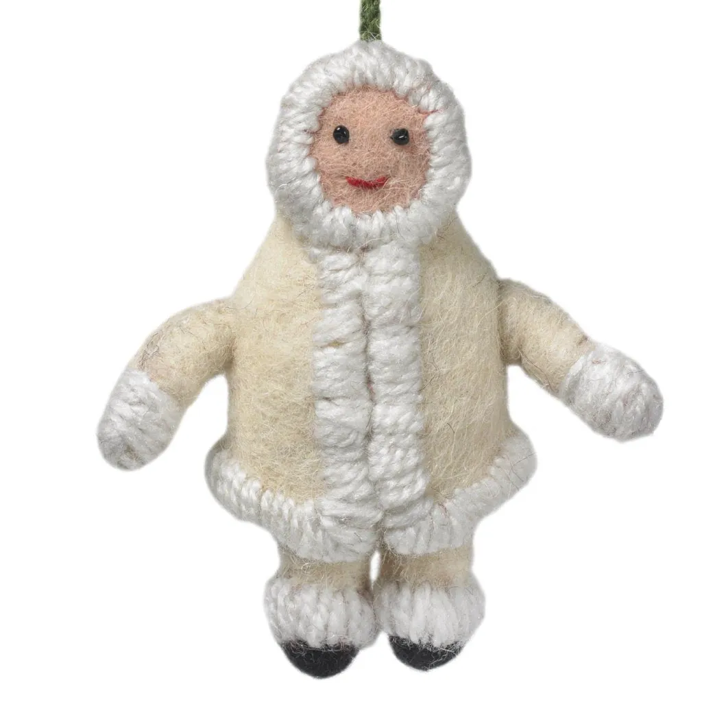 Handmade Felt Snowsuit Gal Christmas Ornament - in Cream