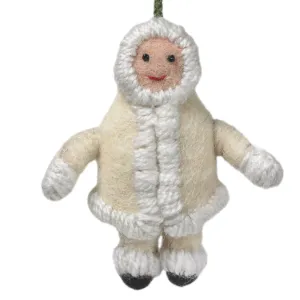 Handmade Felt Snowsuit Gal Christmas Ornament - in Cream