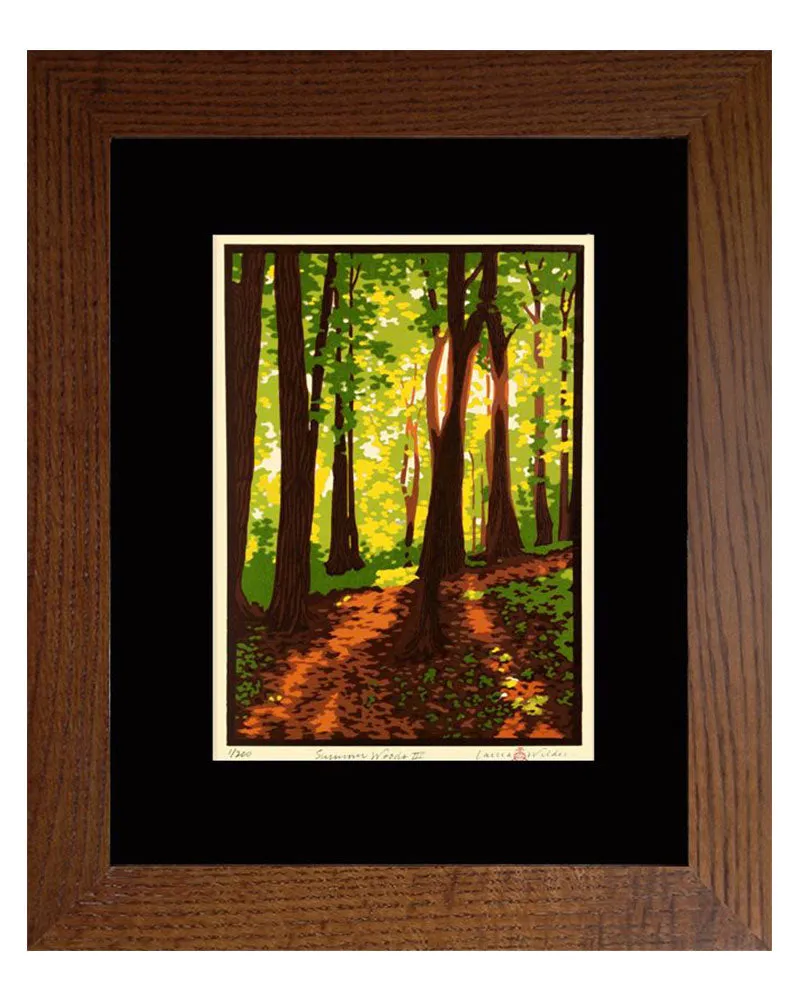 Laura Wilder Summer Woods III Limited Edition Framed Matted Block Print