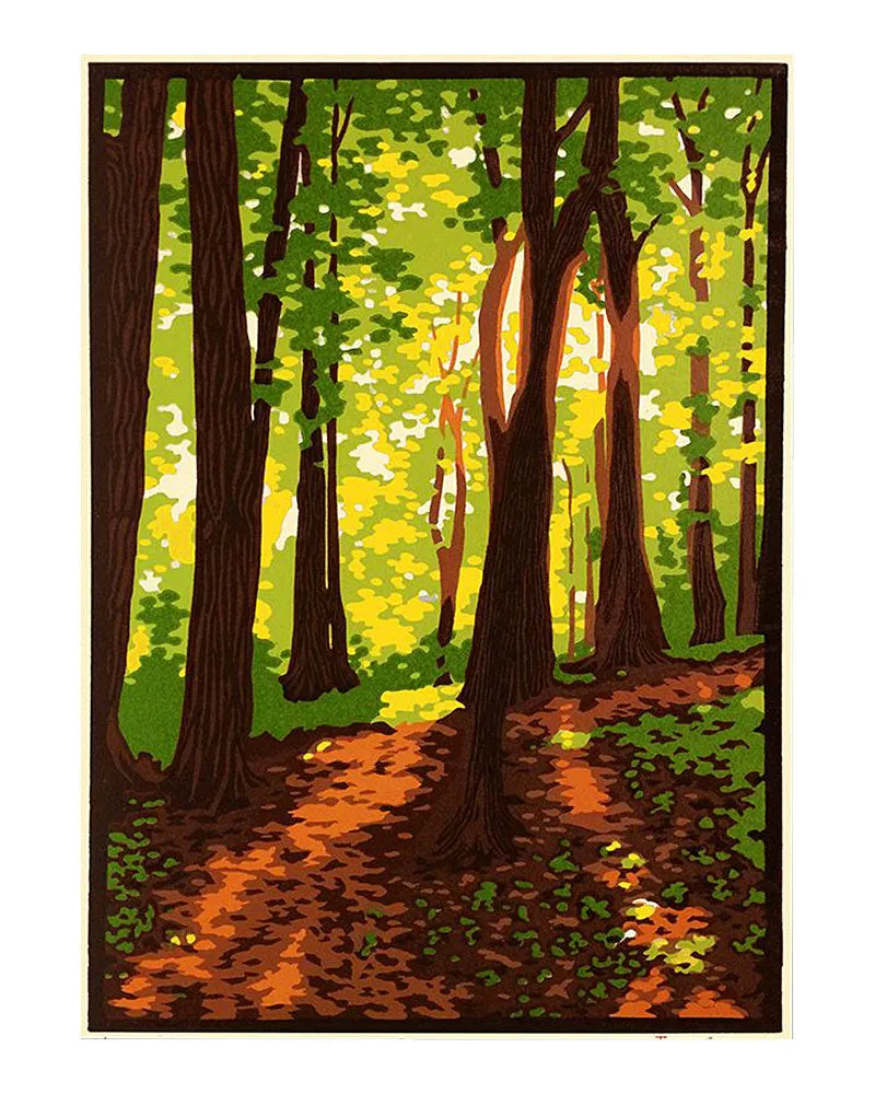 Laura Wilder Summer Woods III Limited Edition Framed Matted Block Print