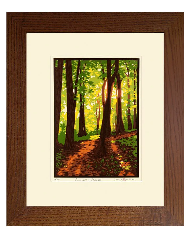 Laura Wilder Summer Woods III Limited Edition Framed Matted Block Print