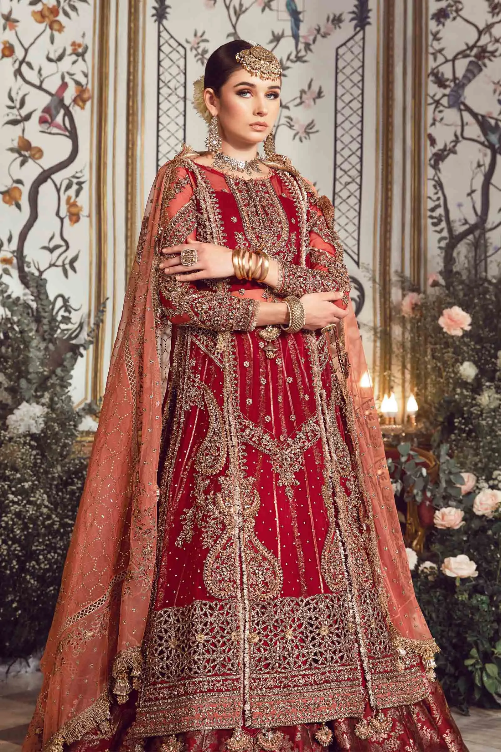 MARIA.B MBroidered Luxury Wedding Formals – Maroon BD-2708