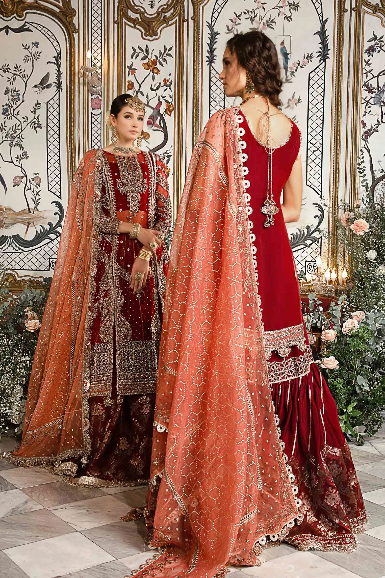 MARIA.B MBroidered Luxury Wedding Formals – Maroon BD-2708