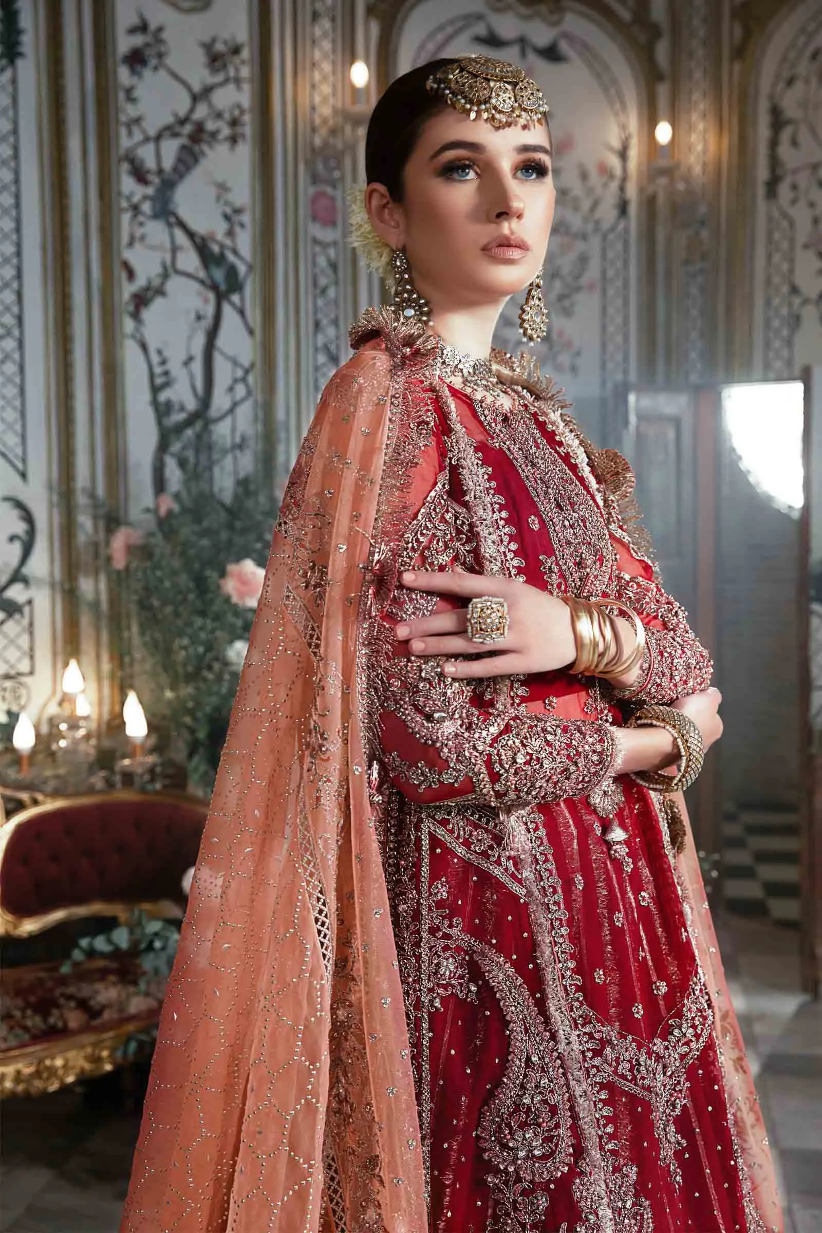 MARIA.B MBroidered Luxury Wedding Formals – Maroon BD-2708