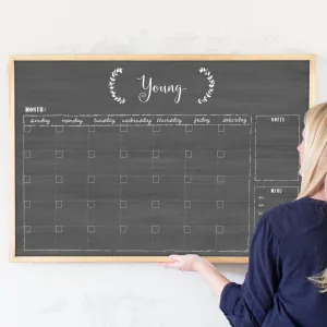 Monthly Framed Chalkboard Calendar   2 sections | Horizontal Eagleton