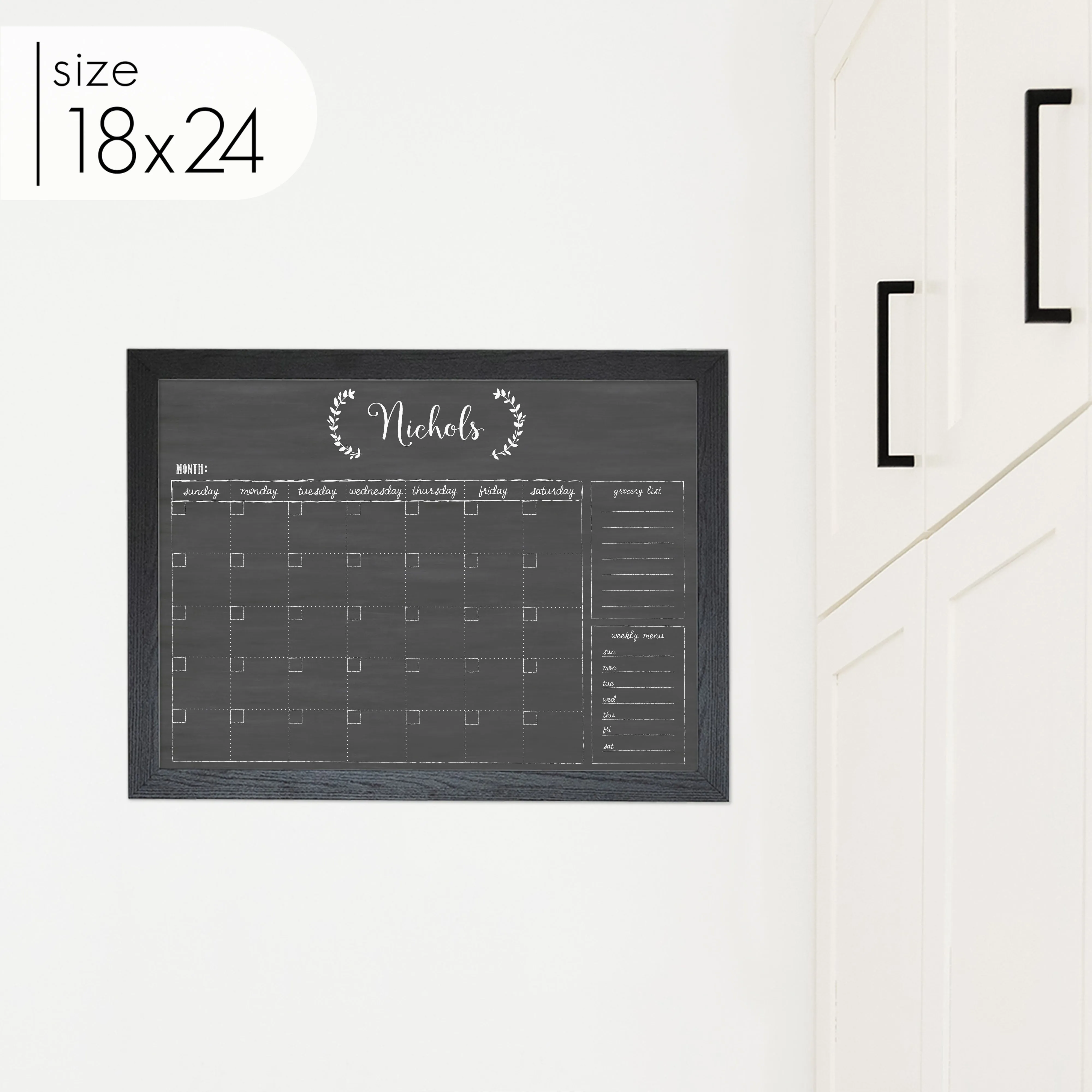 Monthly Framed Chalkboard Calendar   2 sections | Horizontal Eagleton