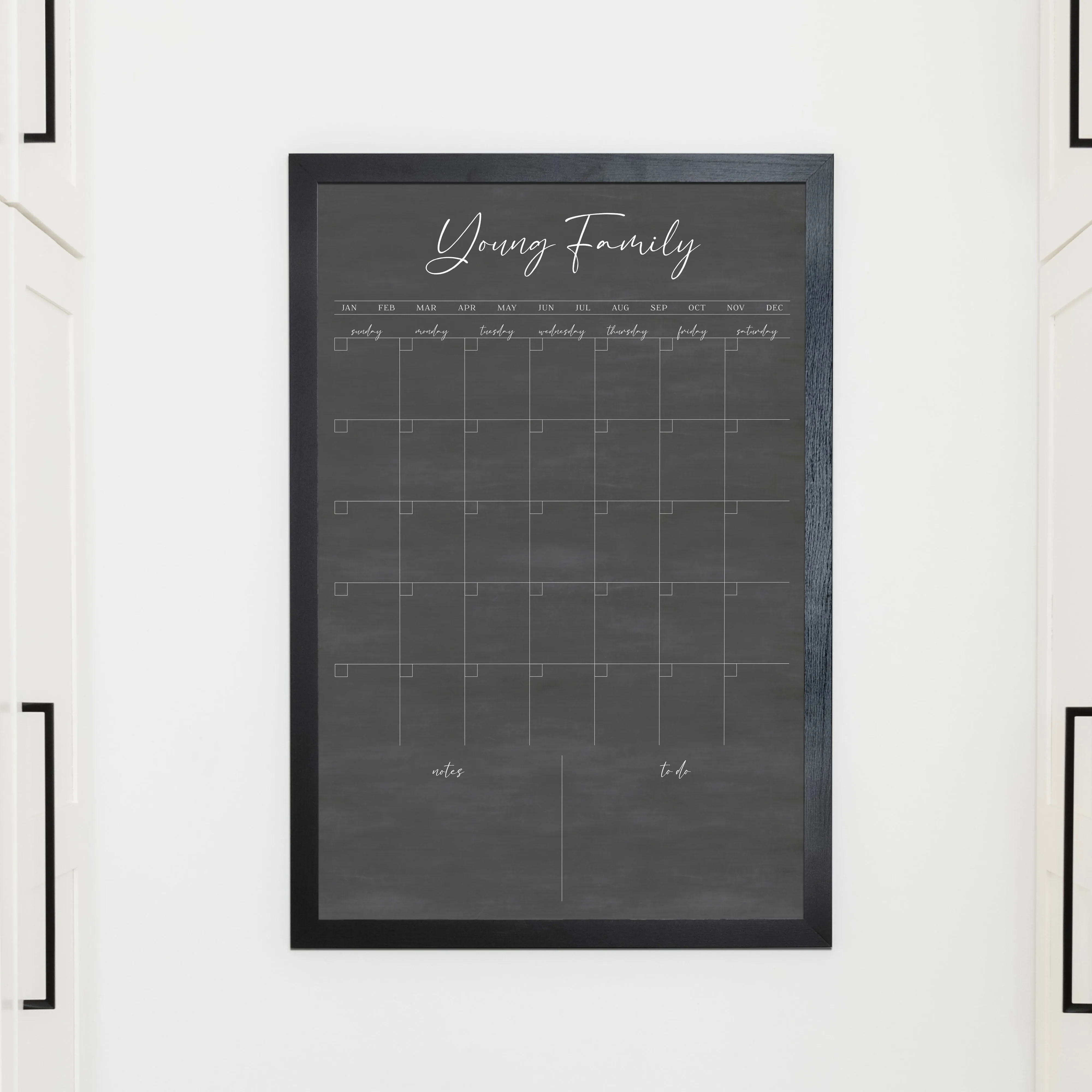 Monthly Framed Chalkboard Calendar   2 sections | Vertical Pennington