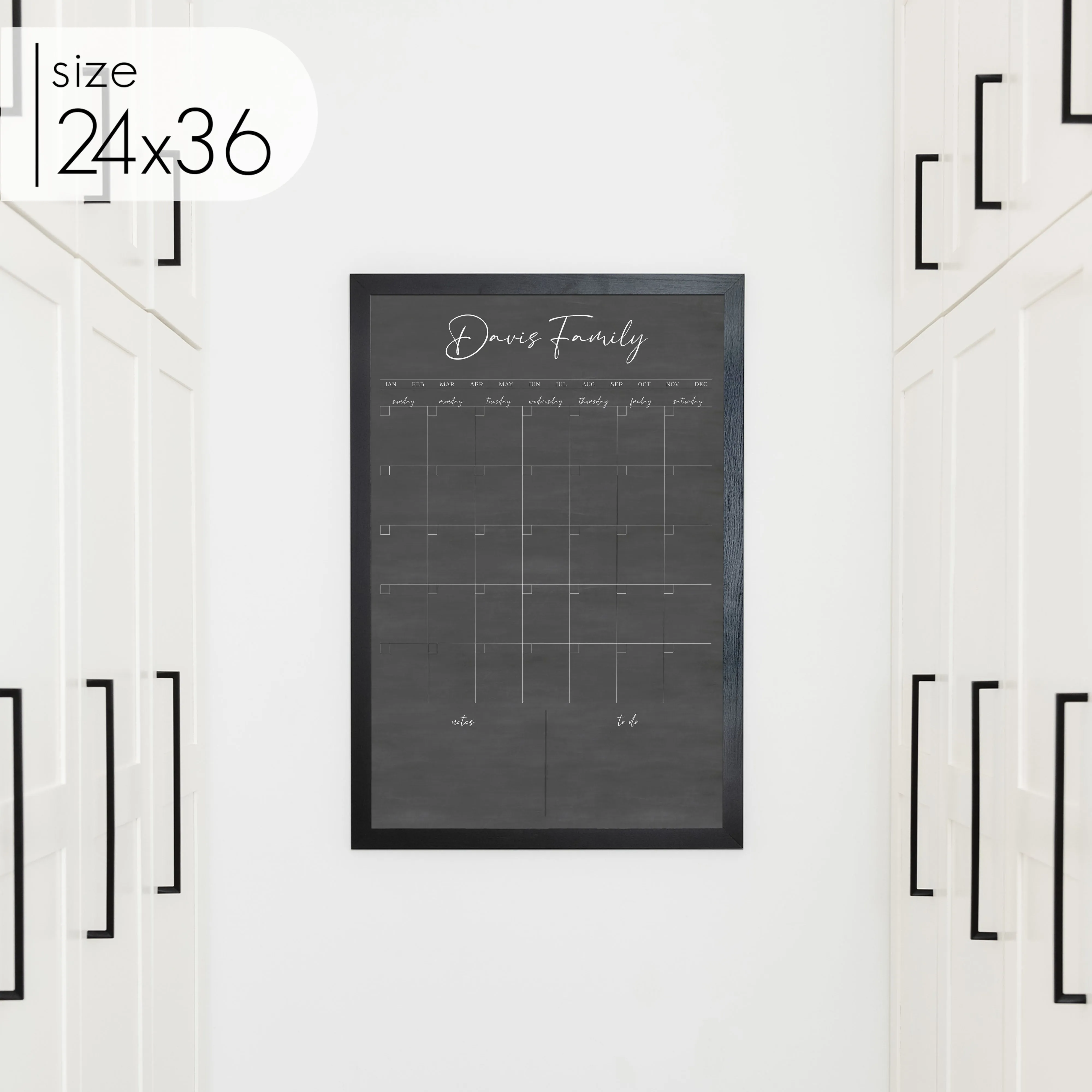 Monthly Framed Chalkboard Calendar   2 sections | Vertical Pennington