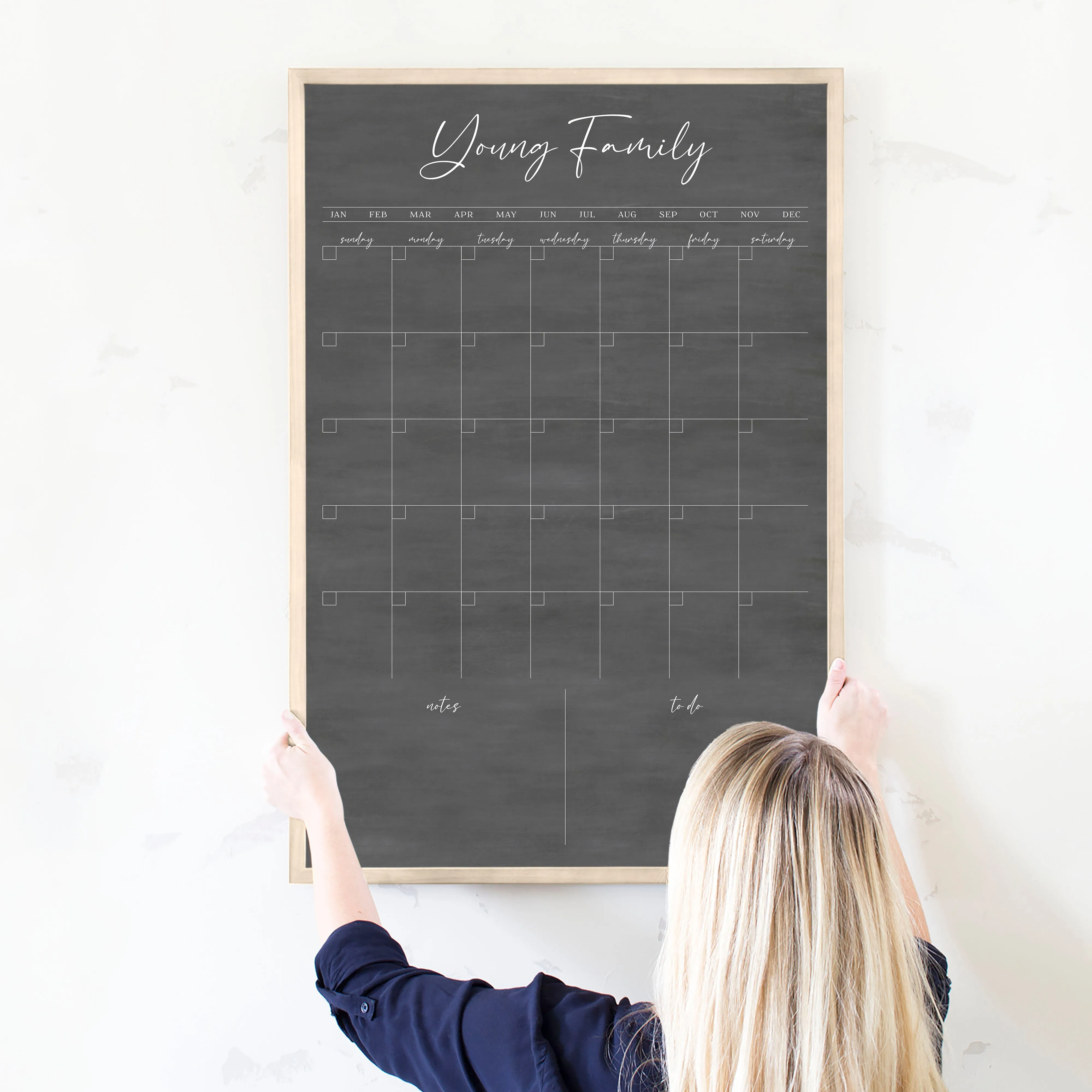 Monthly Framed Chalkboard Calendar   2 sections | Vertical Pennington