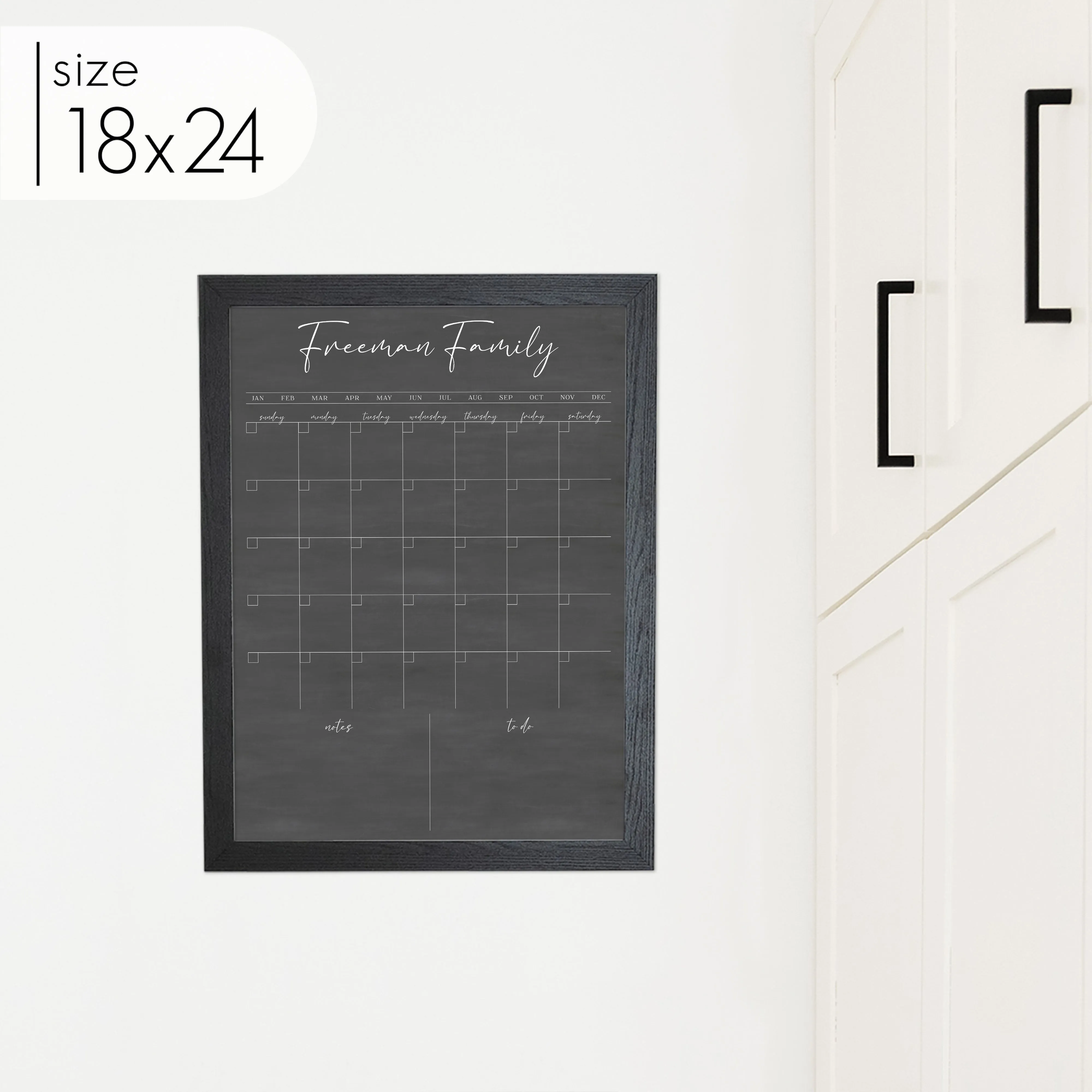 Monthly Framed Chalkboard Calendar   2 sections | Vertical Pennington