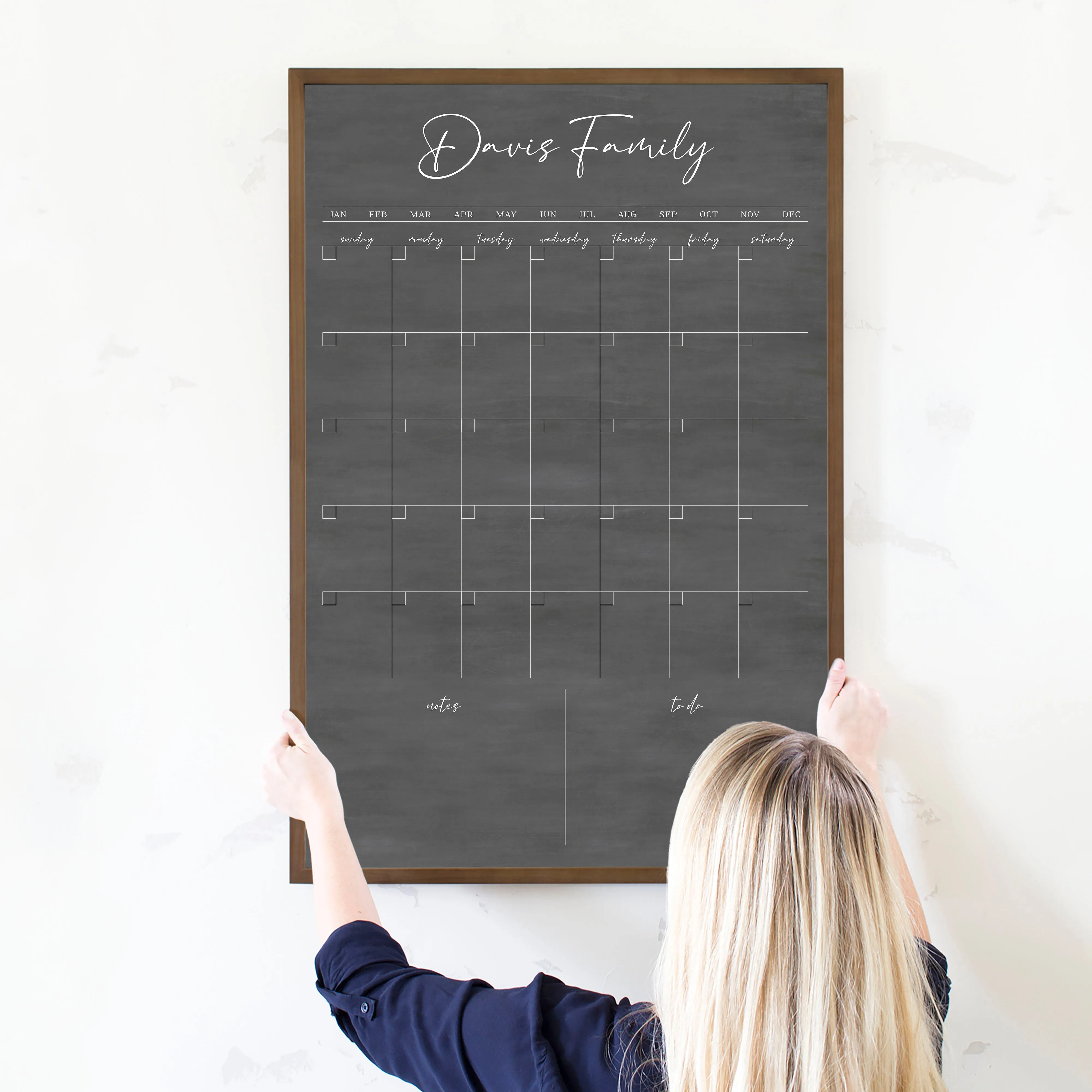 Monthly Framed Chalkboard Calendar   2 sections | Vertical Pennington