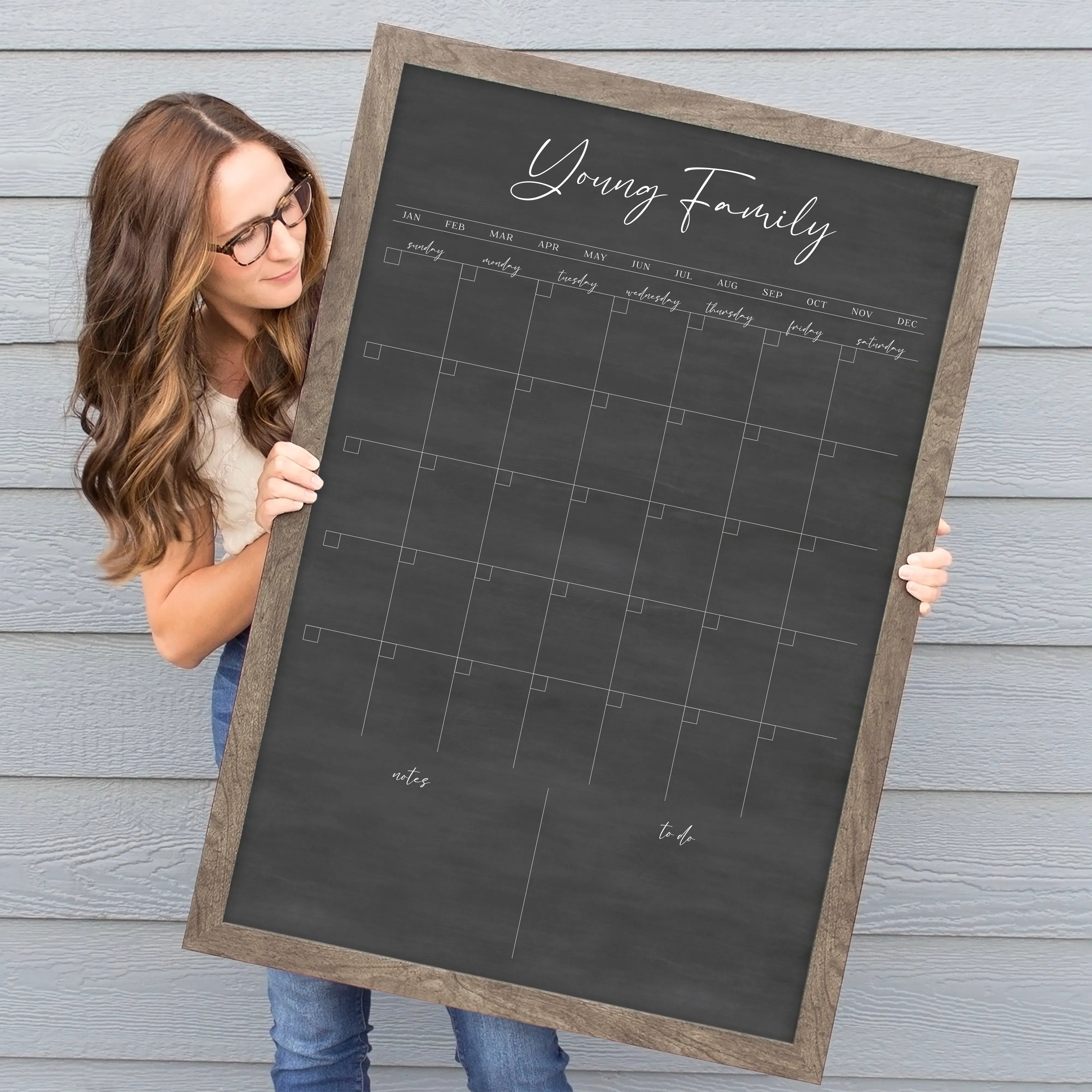 Monthly Framed Chalkboard Calendar   2 sections | Vertical Pennington