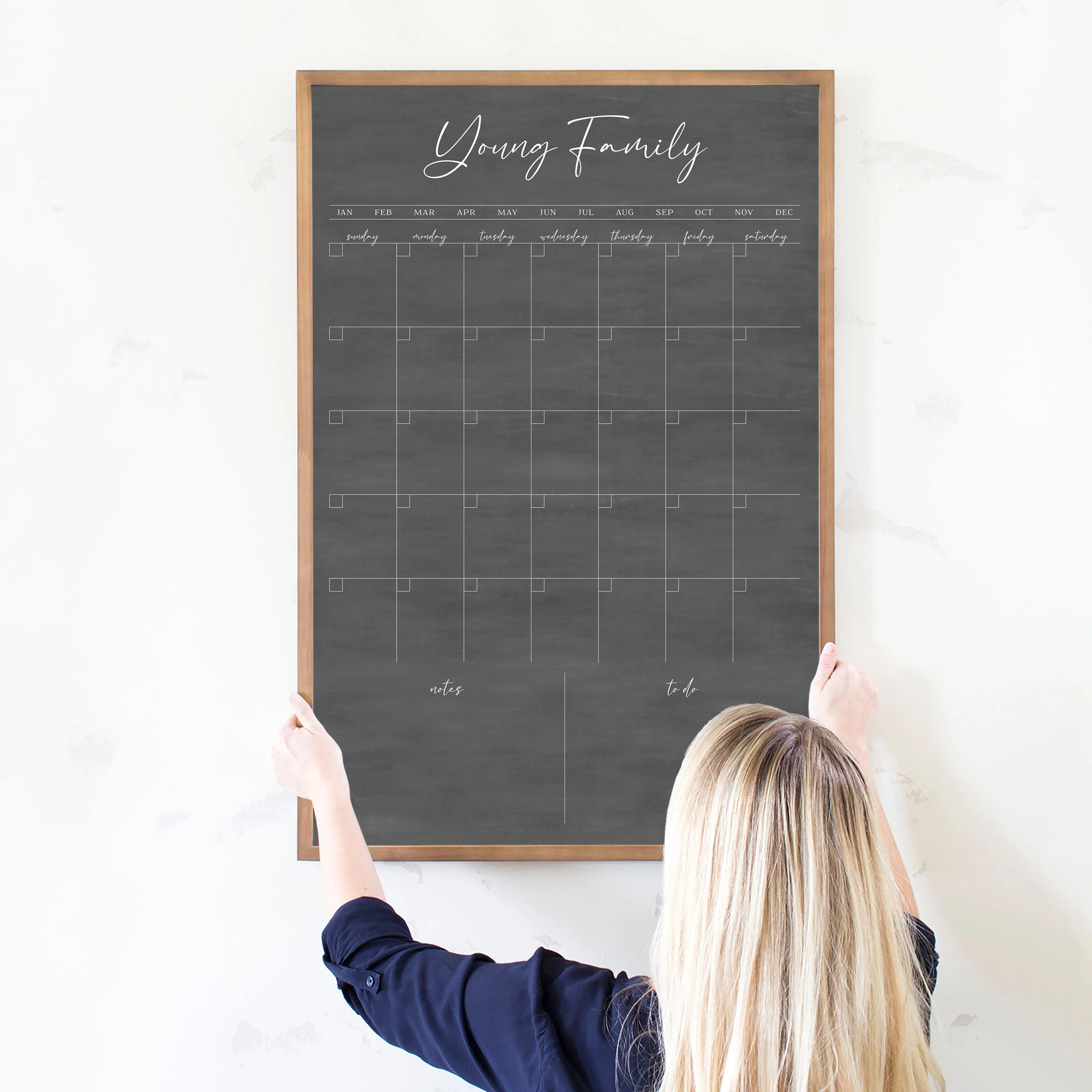 Monthly Framed Chalkboard Calendar   2 sections | Vertical Pennington