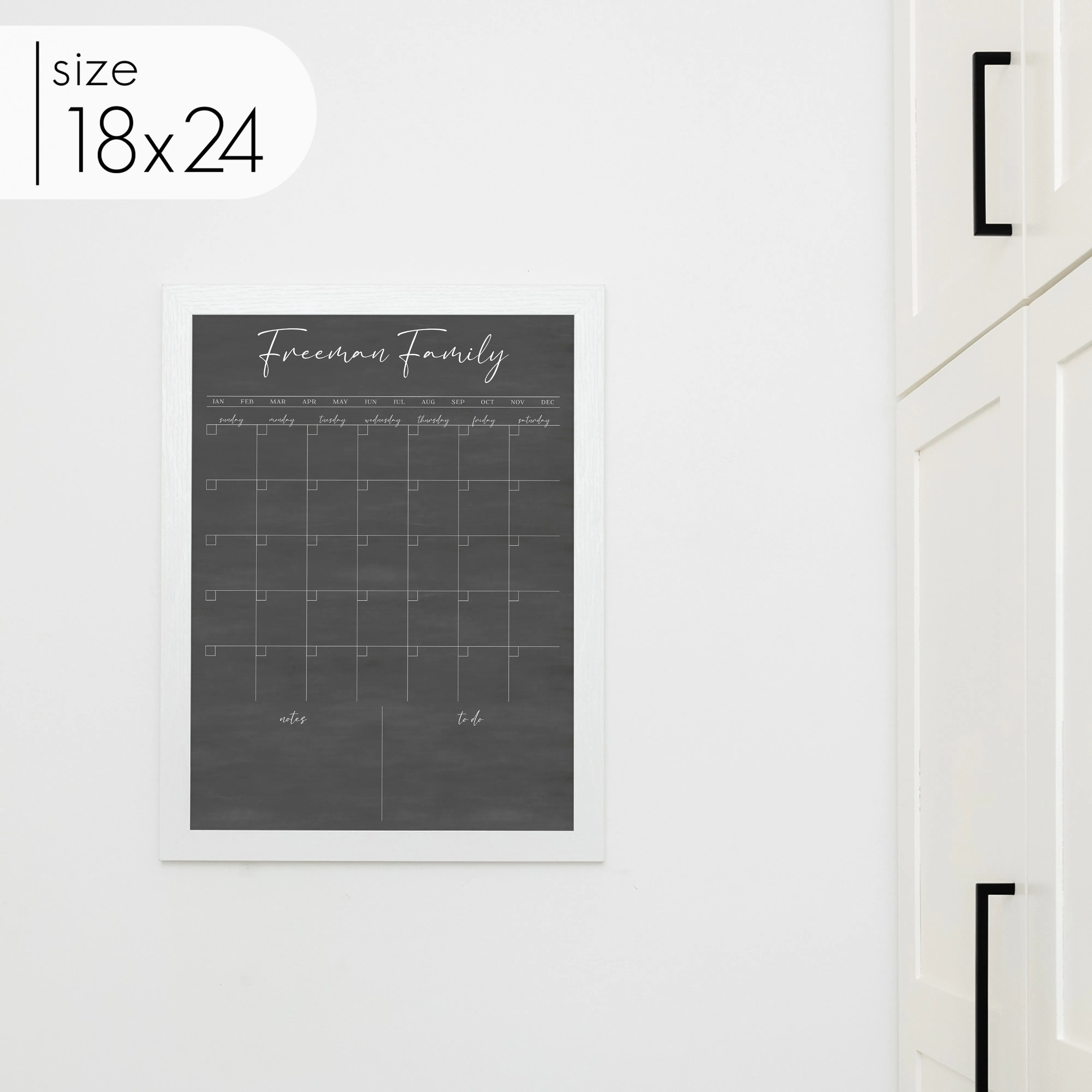 Monthly Framed Chalkboard Calendar   2 sections | Vertical Pennington