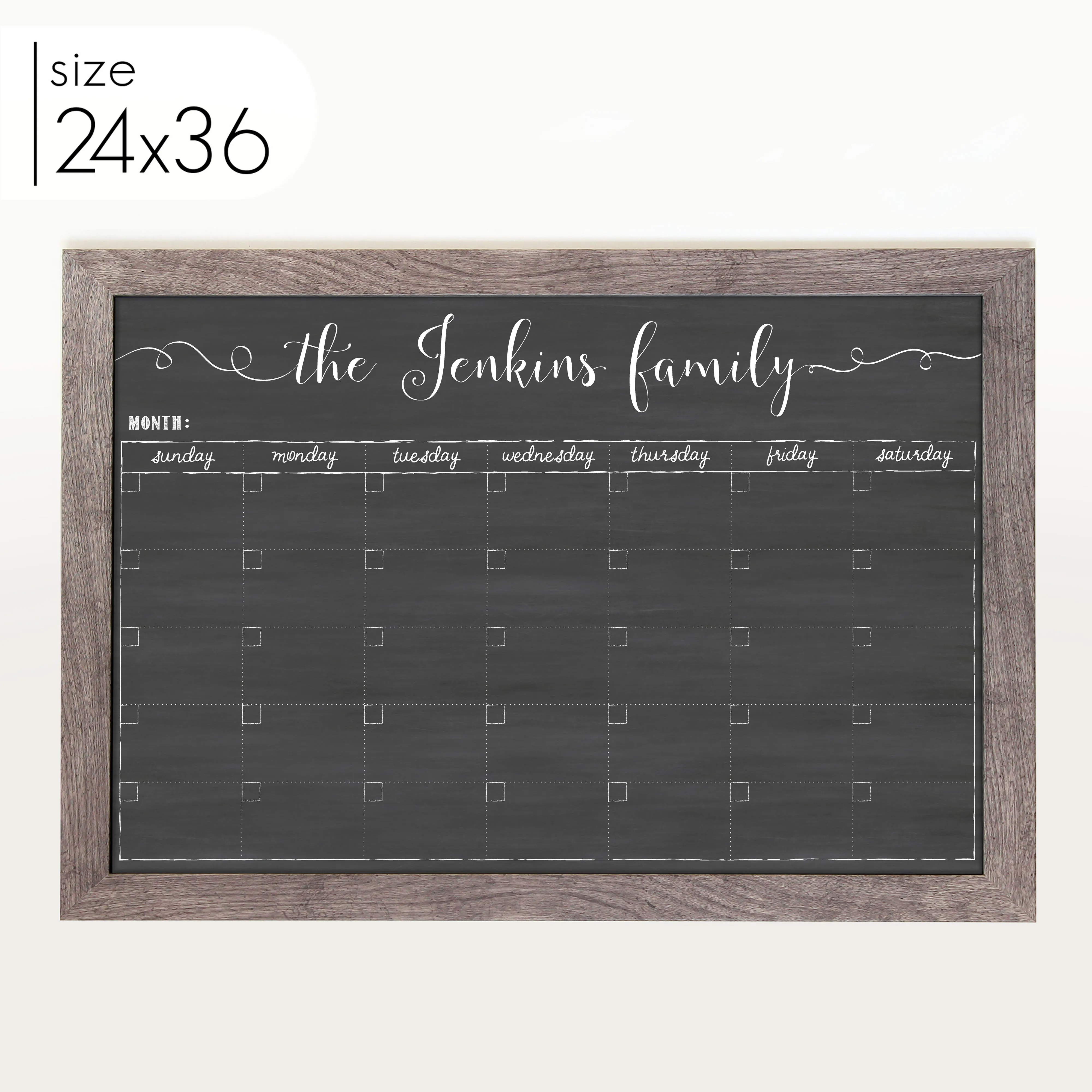 Monthly Framed Chalkboard Calendar | Horizontal Knope