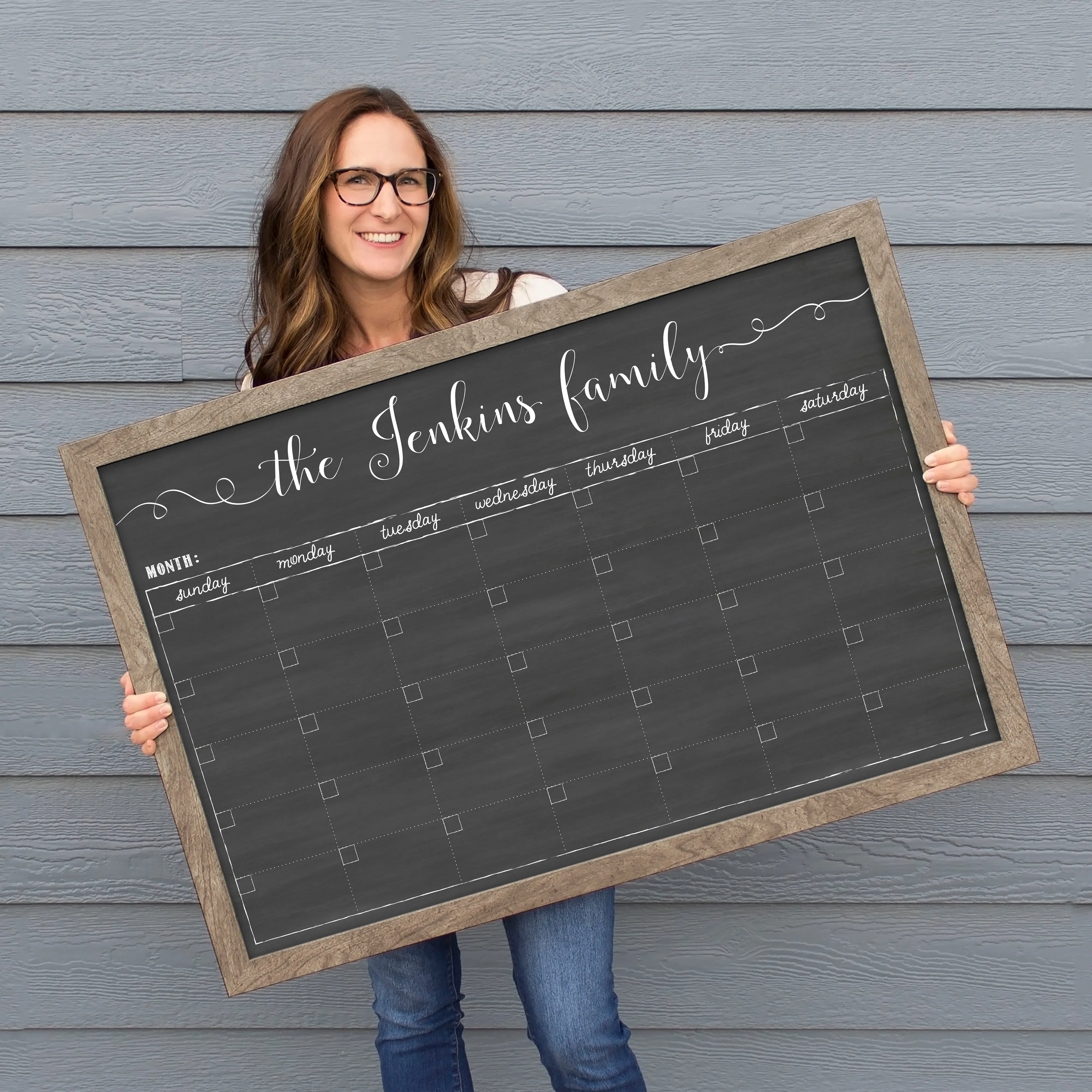 Monthly Framed Chalkboard Calendar | Horizontal Knope