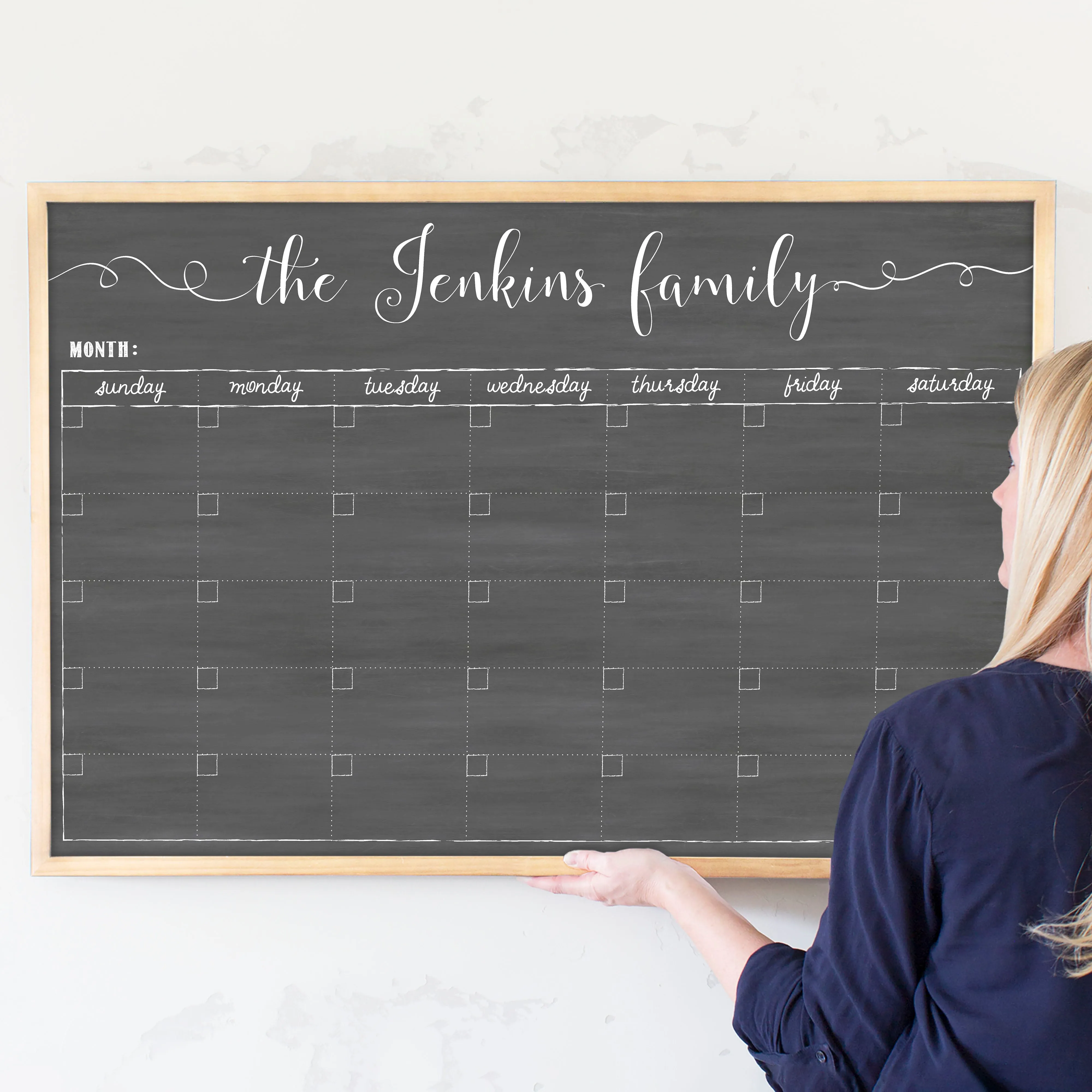 Monthly Framed Chalkboard Calendar | Horizontal Knope