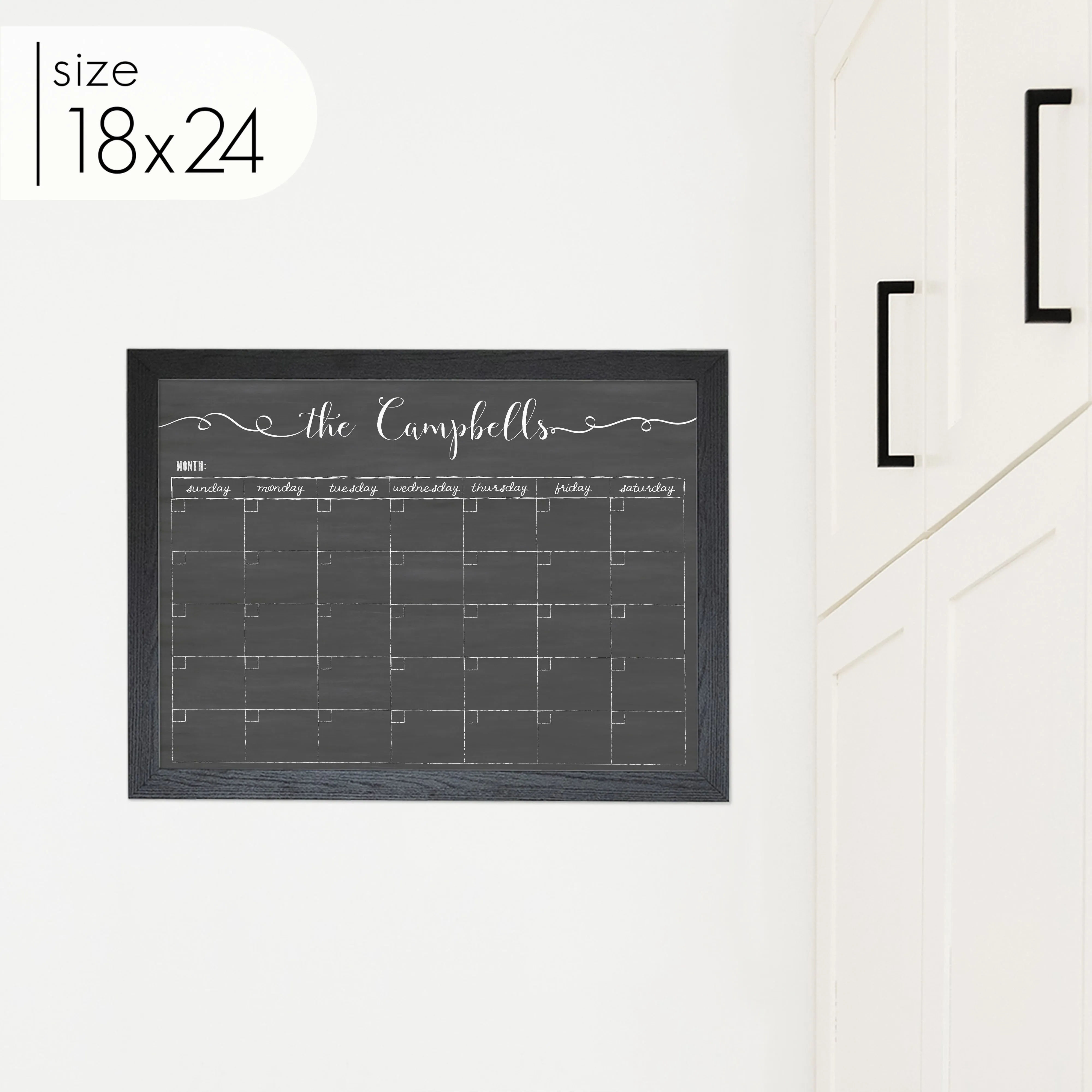 Monthly Framed Chalkboard Calendar | Horizontal Knope