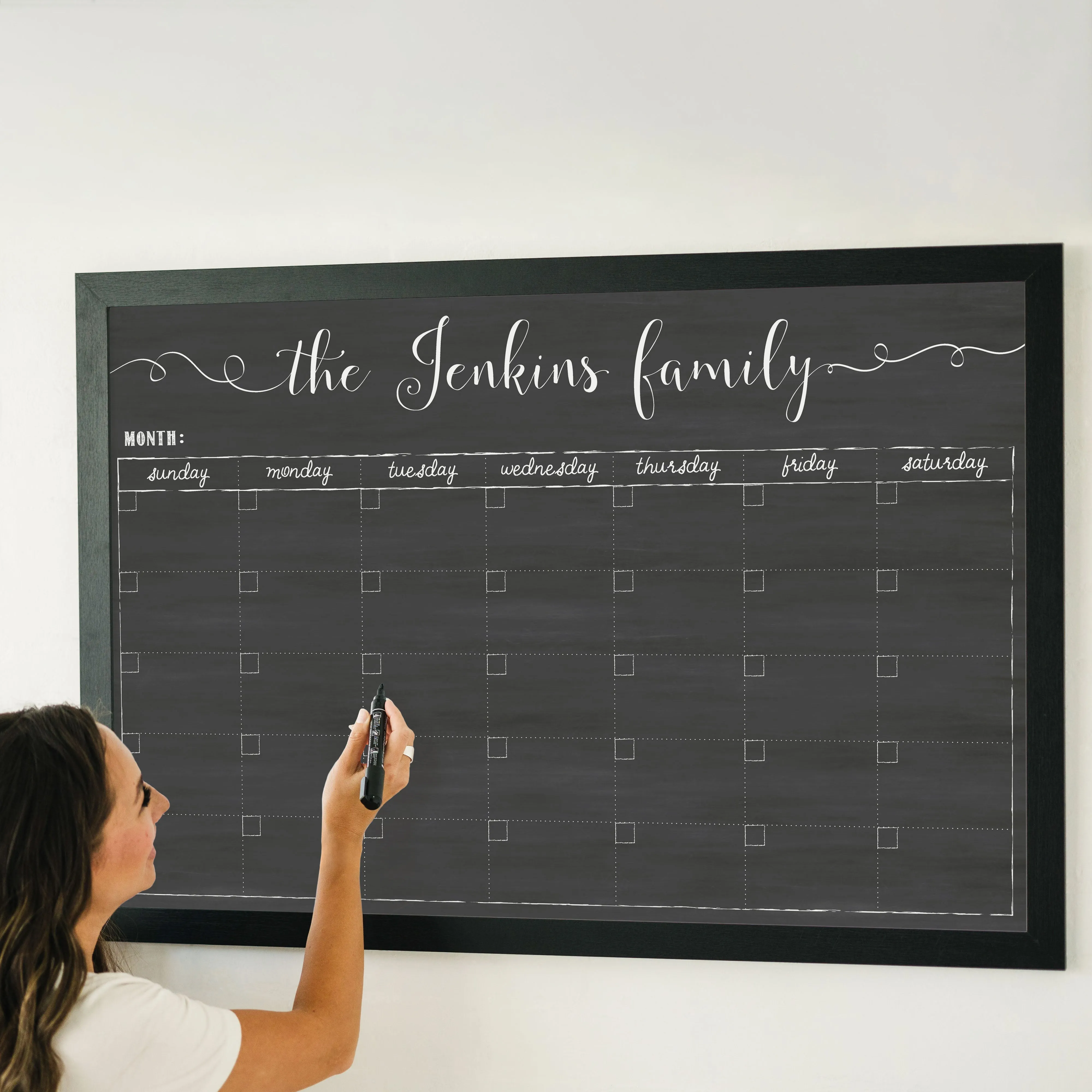 Monthly Framed Chalkboard Calendar | Horizontal Knope