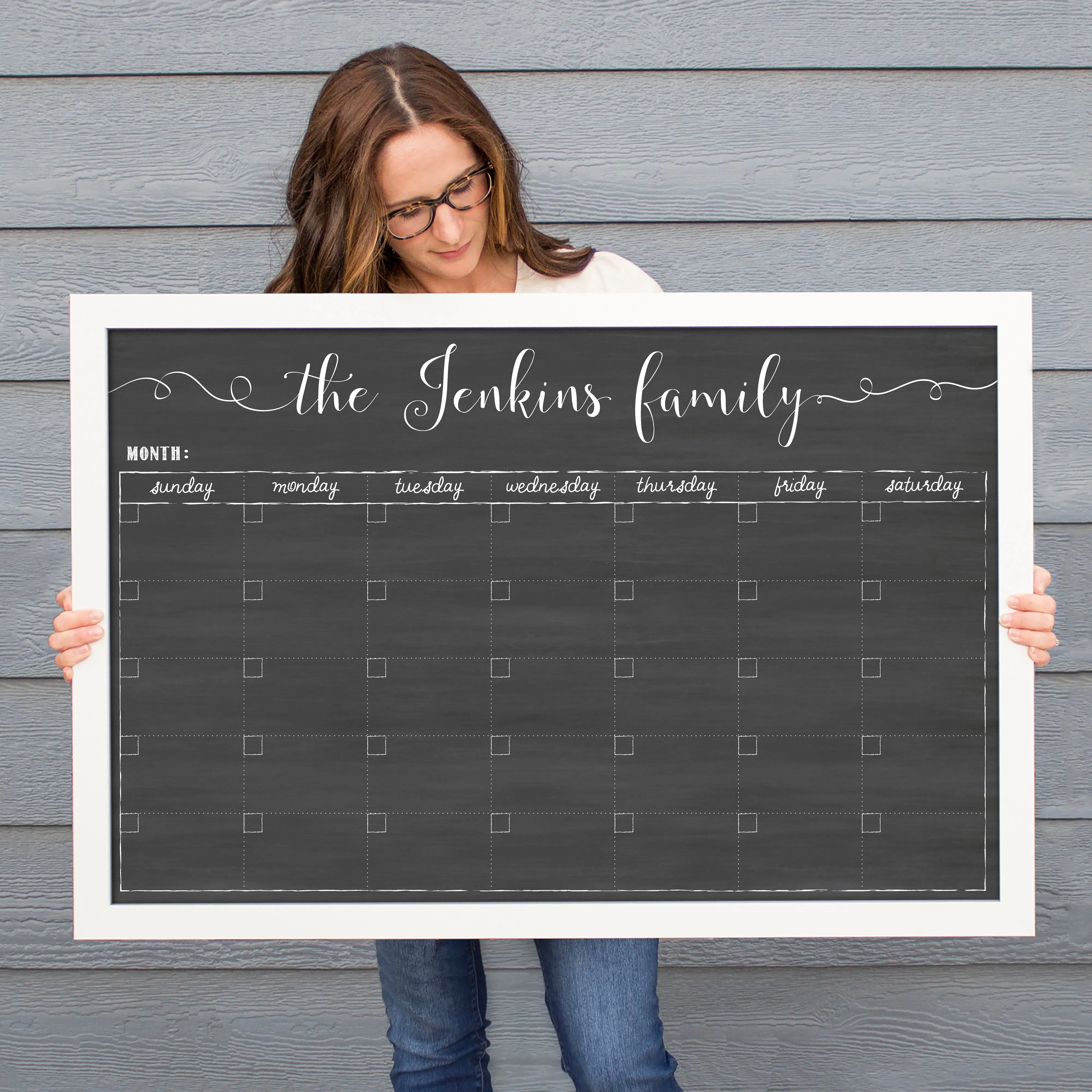 Monthly Framed Chalkboard Calendar | Horizontal Knope