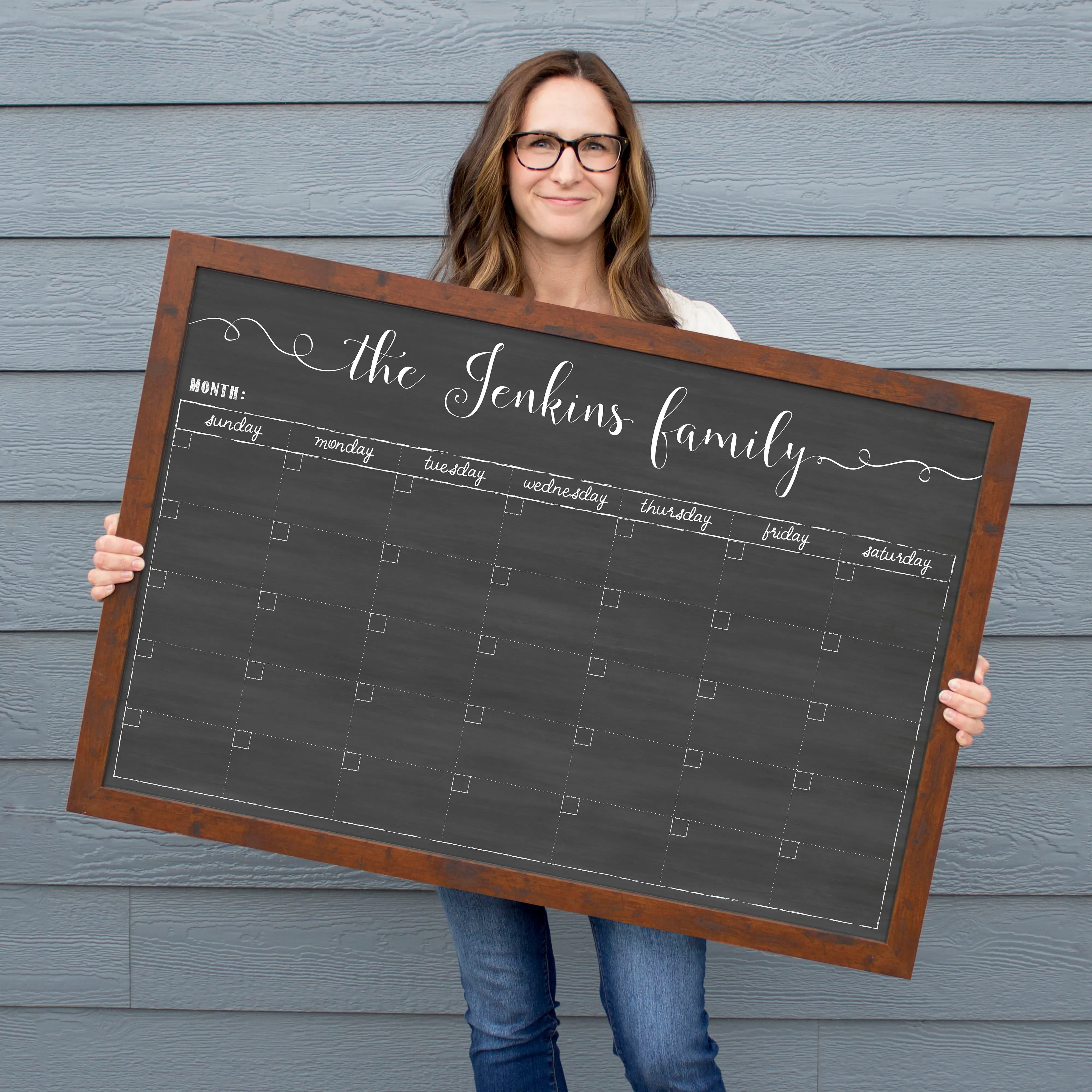 Monthly Framed Chalkboard Calendar | Horizontal Knope