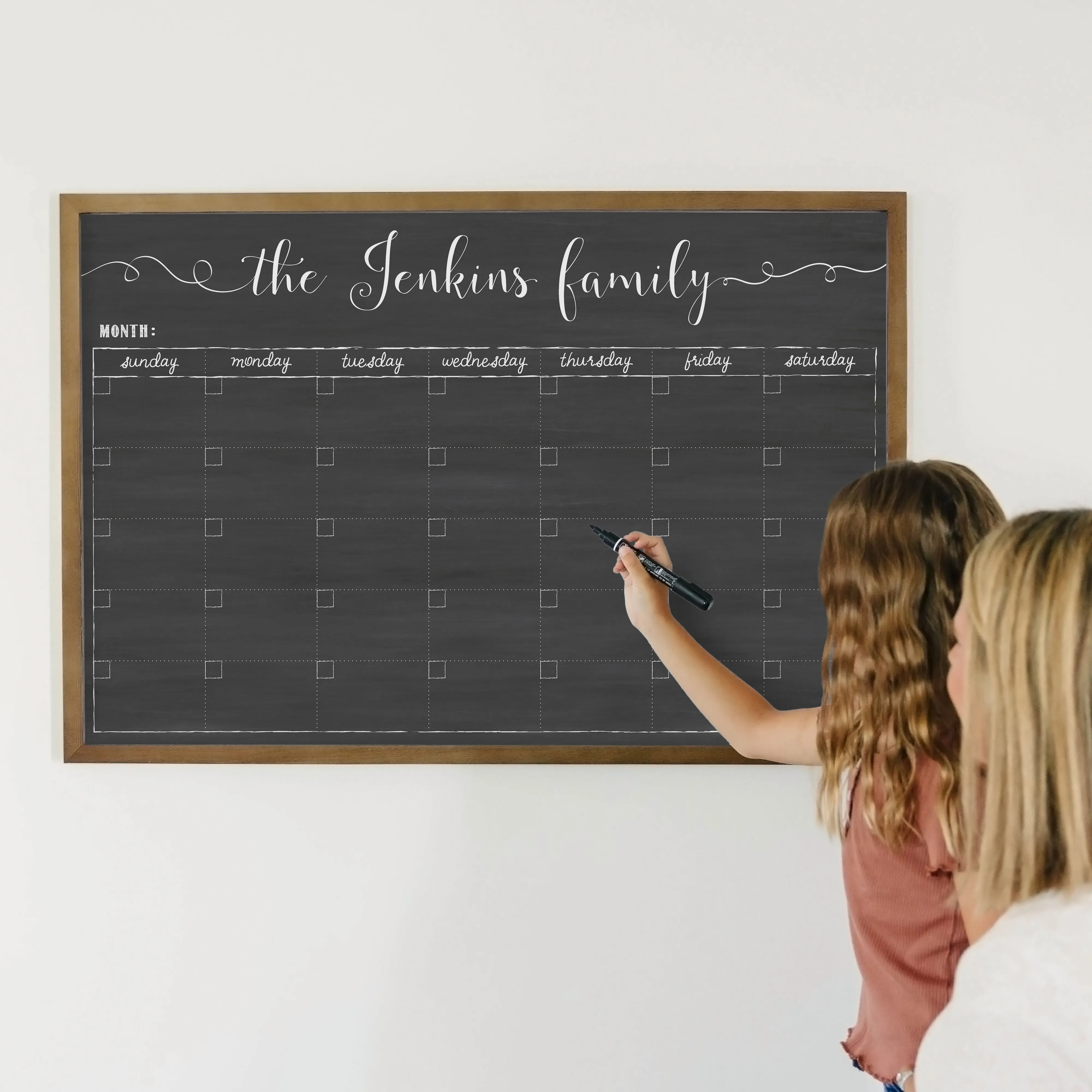 Monthly Framed Chalkboard Calendar | Horizontal Knope