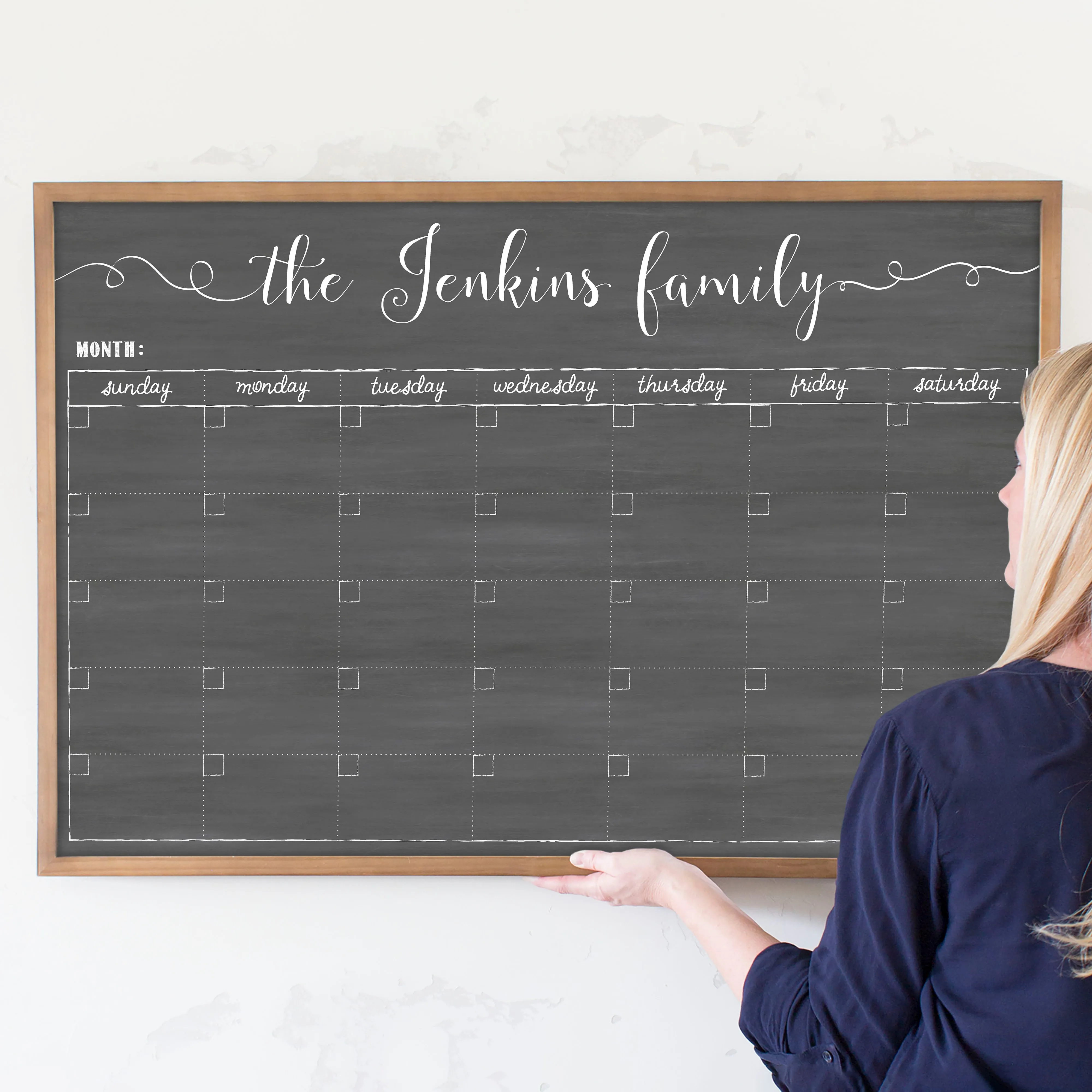 Monthly Framed Chalkboard Calendar | Horizontal Knope