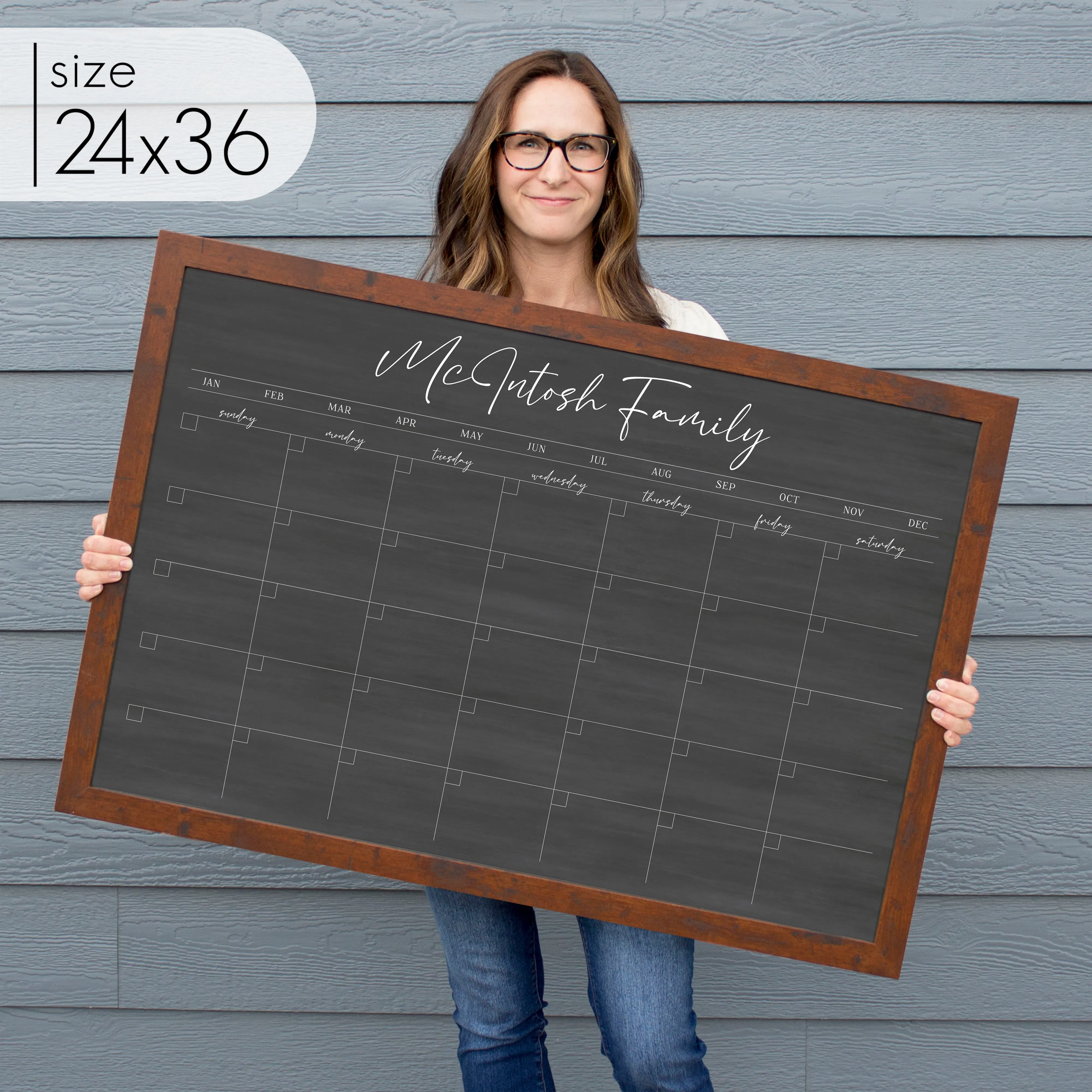 Monthly Framed Chalkboard Calendar | Horizontal Pennington