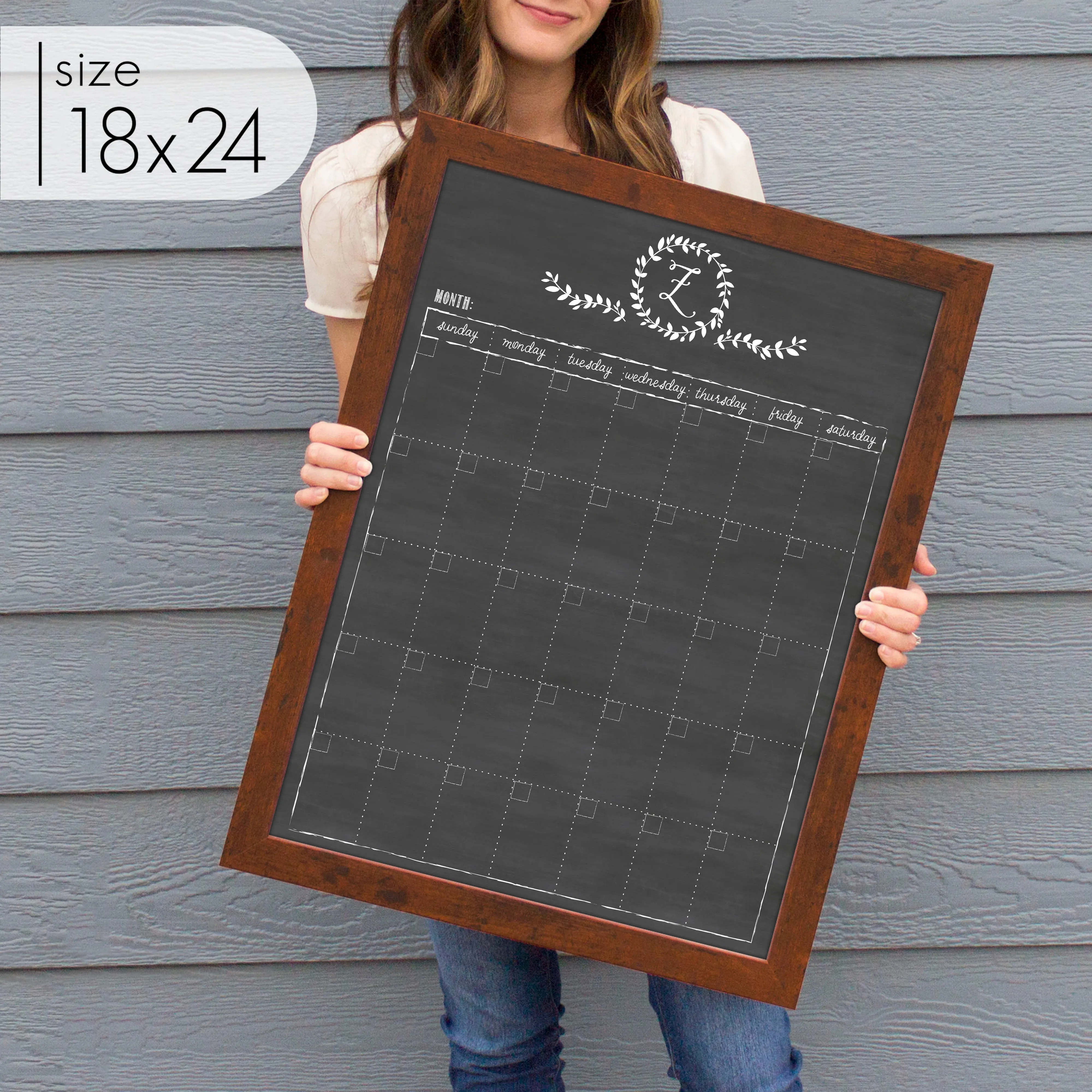 Monthly Framed Chalkboard Calendar | Vertical Donna