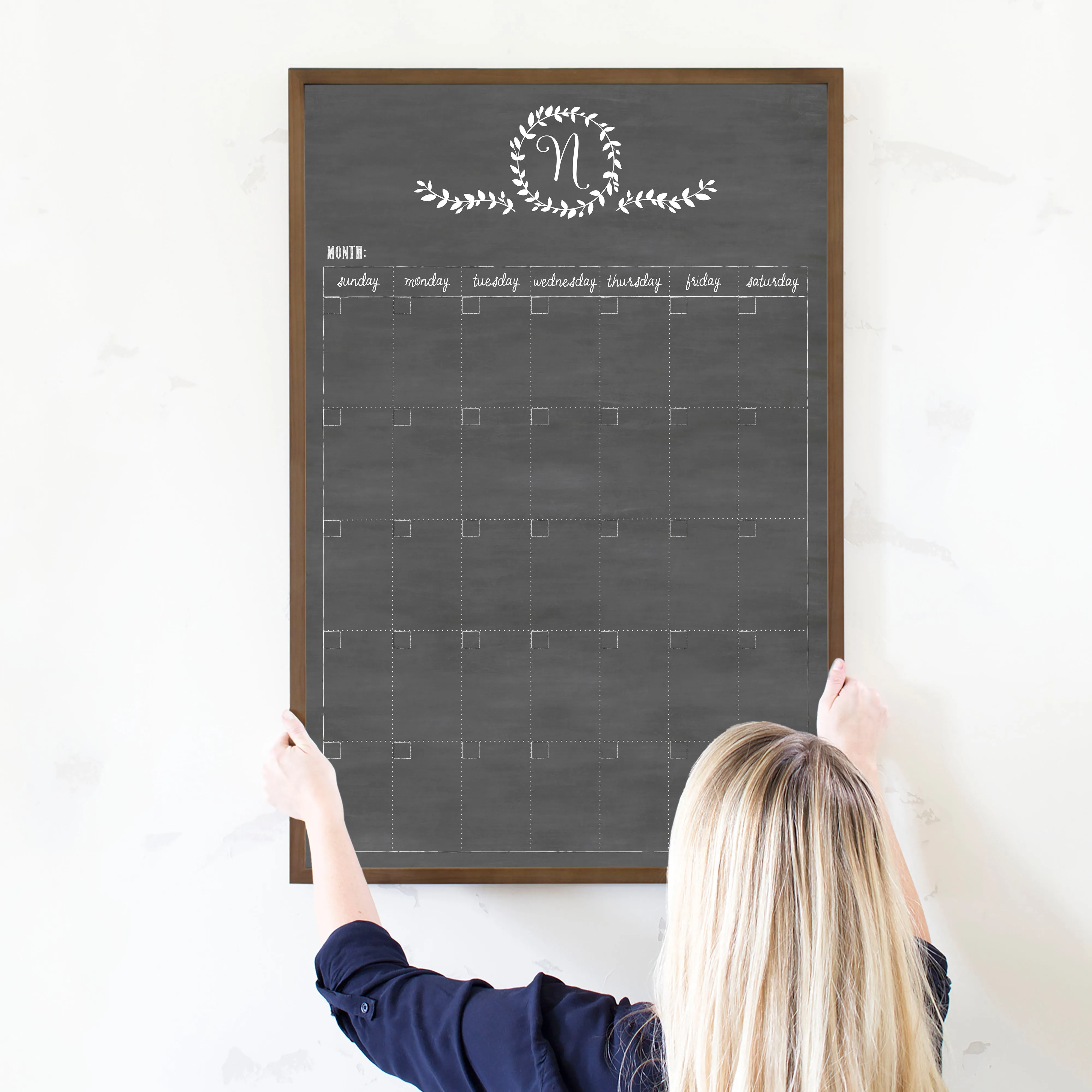 Monthly Framed Chalkboard Calendar | Vertical Donna